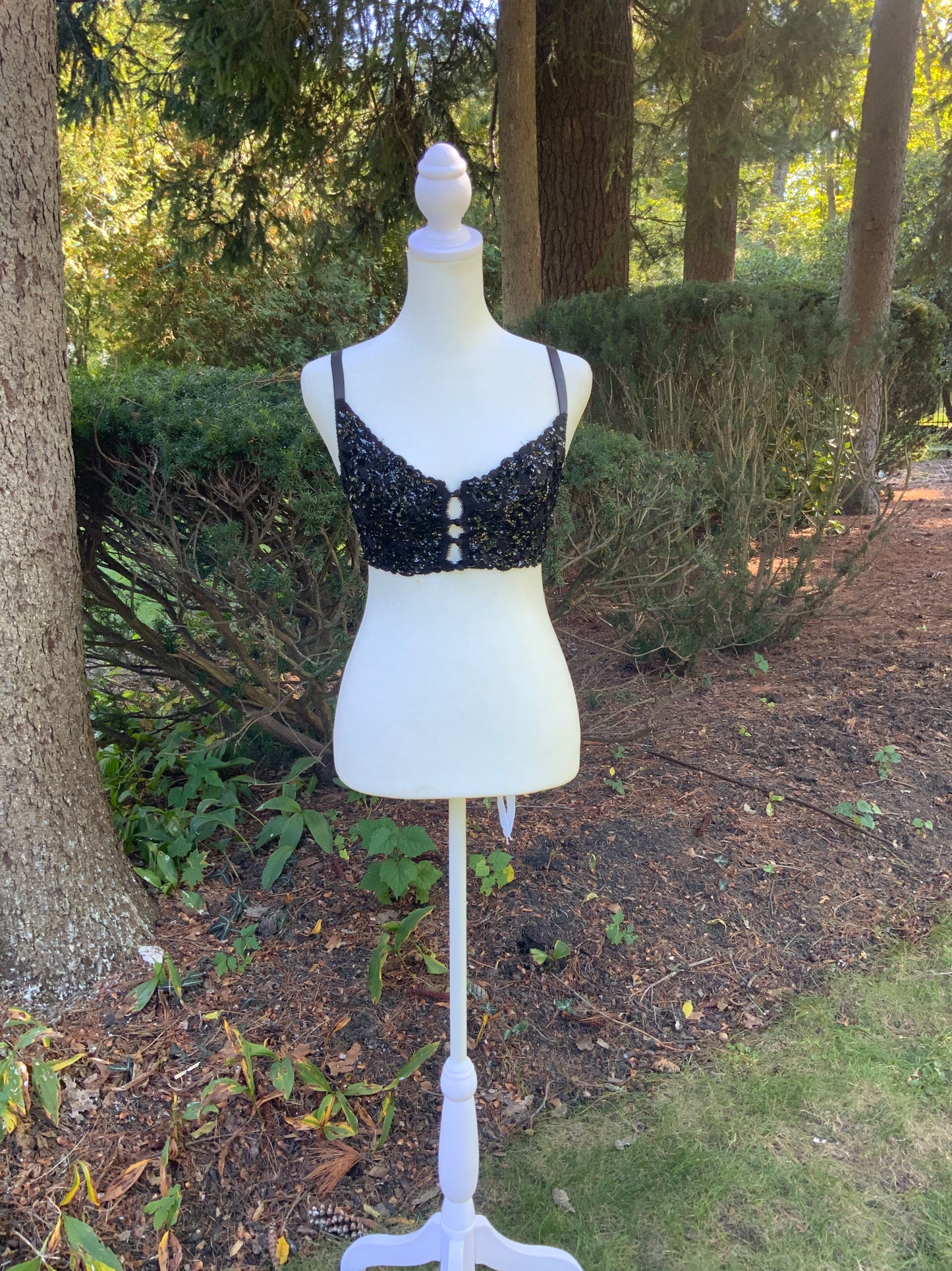 Rick Beach for Patti Capelli Black Sequined Bra Top - Late 70s/Early 80s - 80F