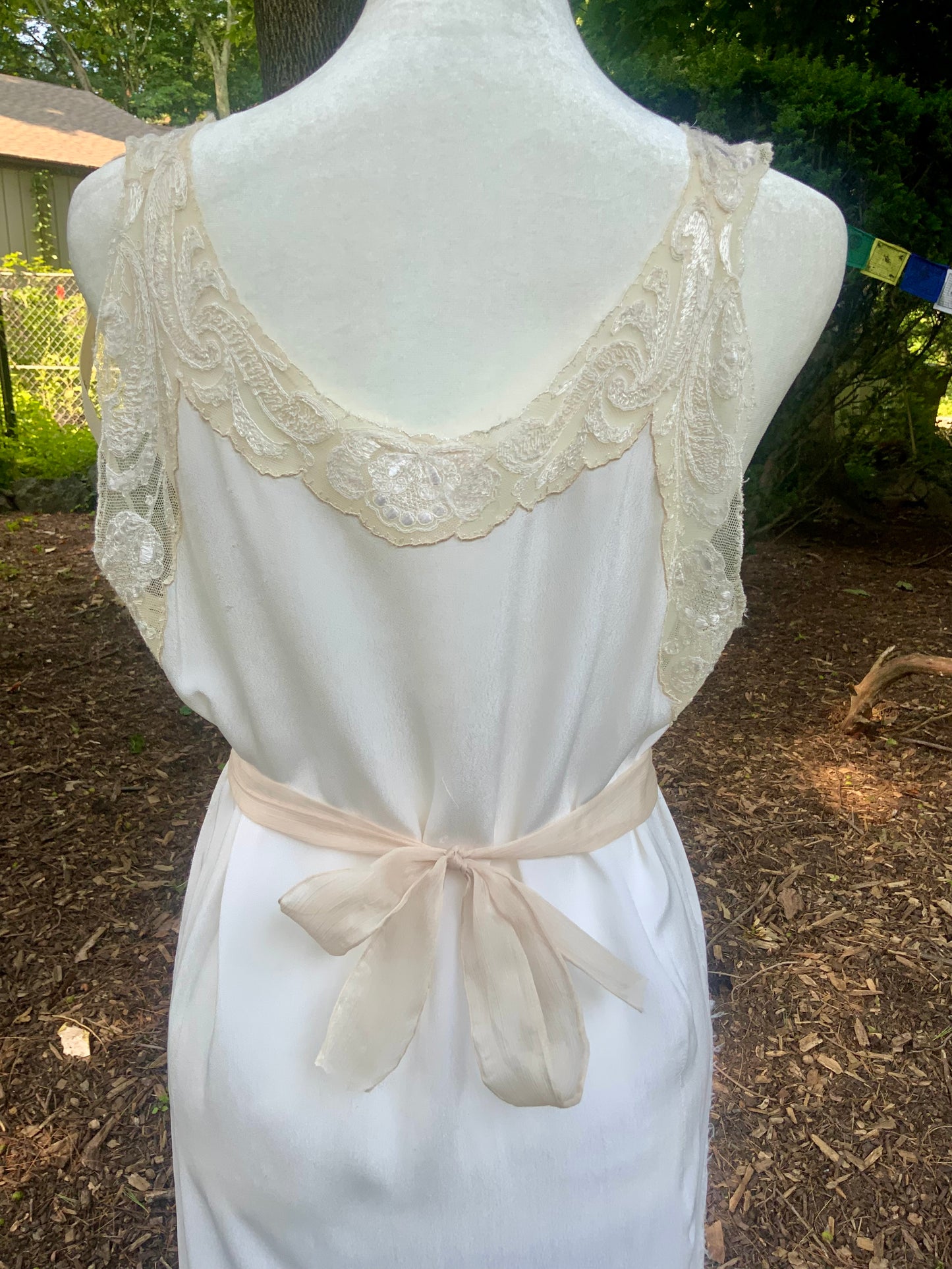 1930s Pure Silk Bridal Slip Dress Lace Bias Cut Wedding Gown Lingerie S/M-30BX