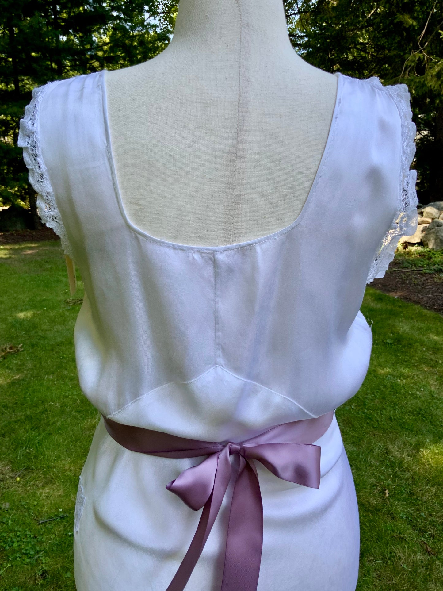 1930s Satin and Lace Bridal Slip Dress-30CT