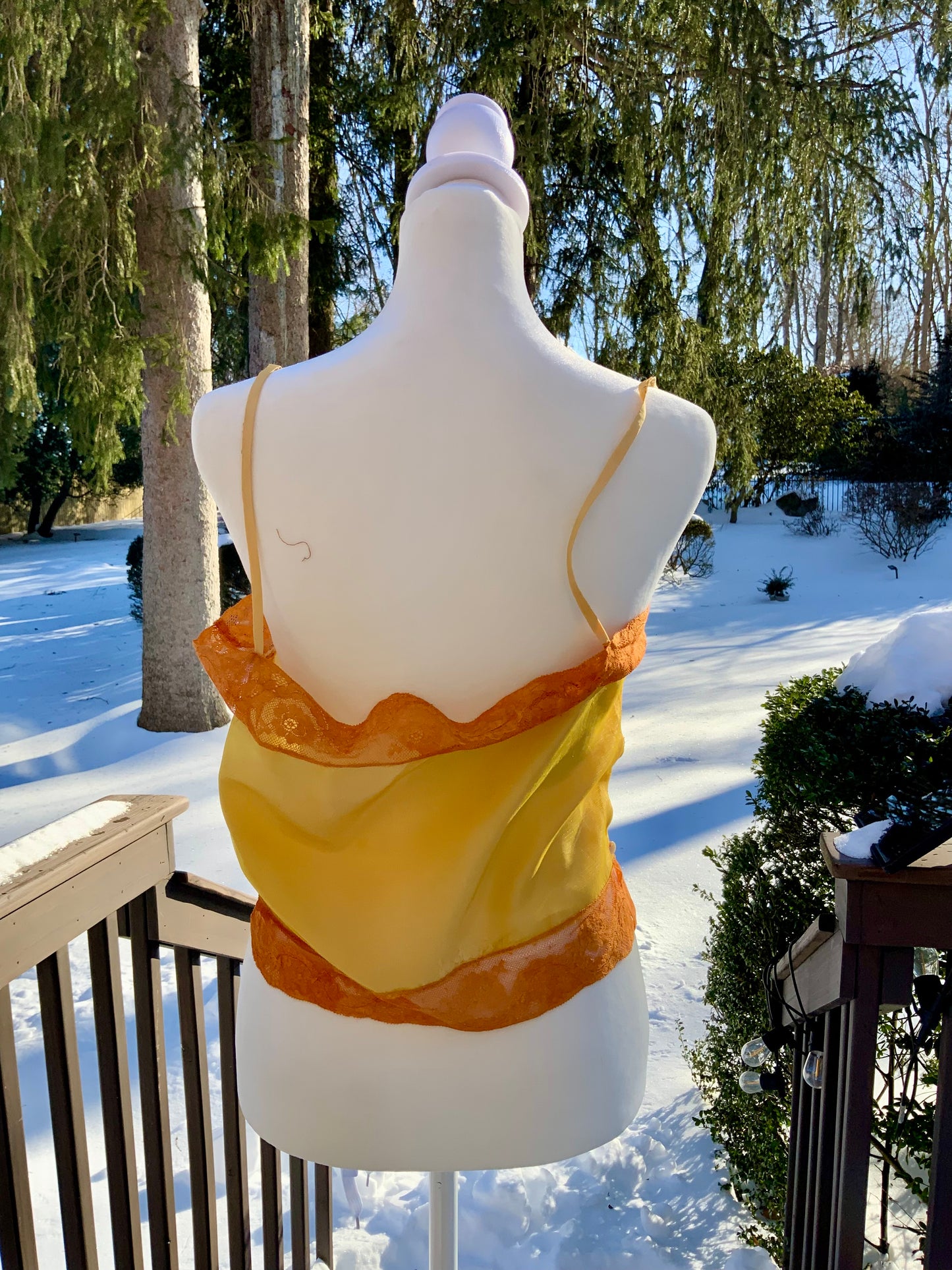 Hand-Dyed Yellow Camisole | 1920s–1930s French-Inspired Boudoir Piece-20AW