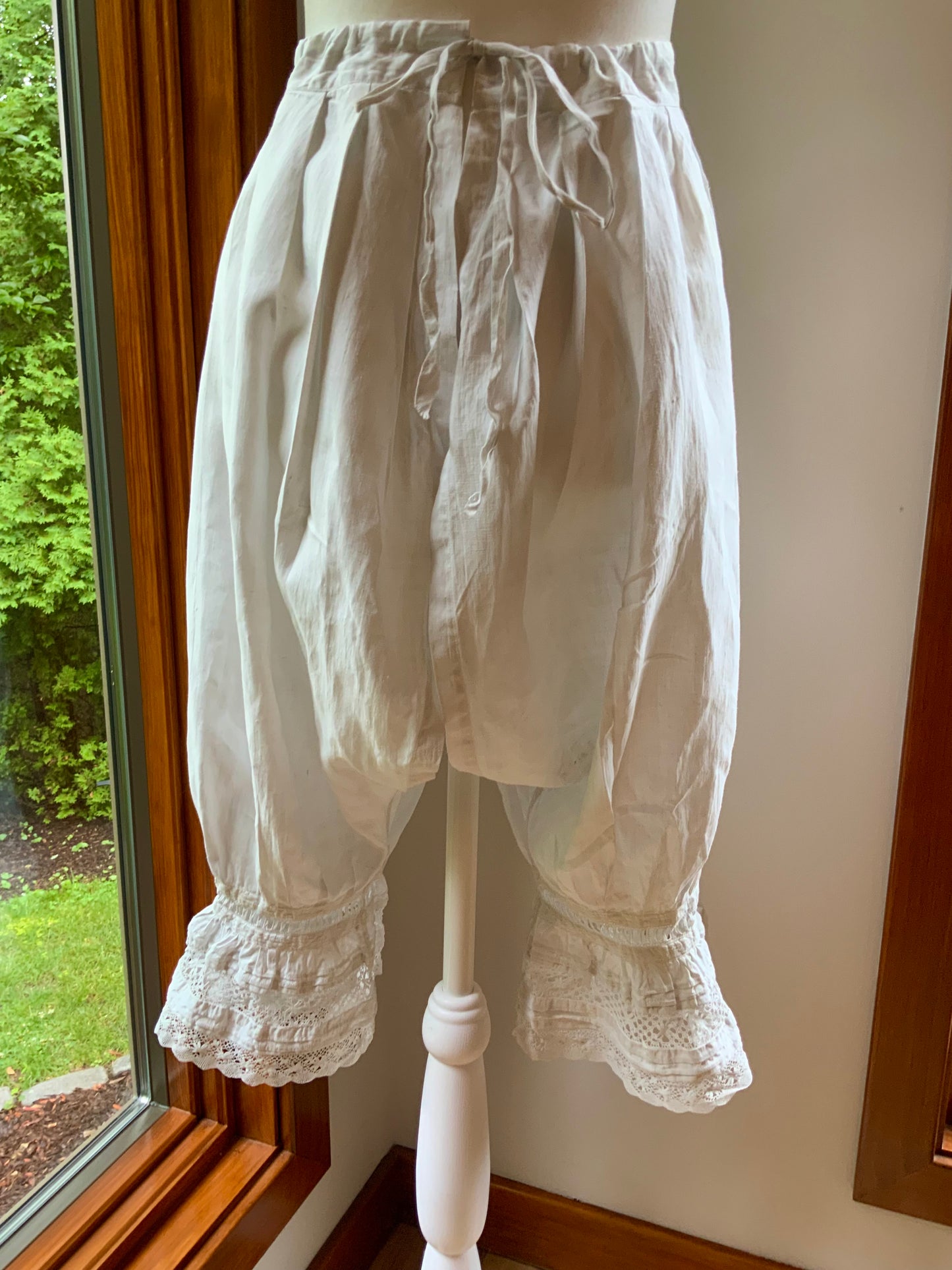 Antique Edwardian White Cotton Bloomers | Monogrammed Lace Pantaloons | Romantic Heirloom Lingerie-ED85