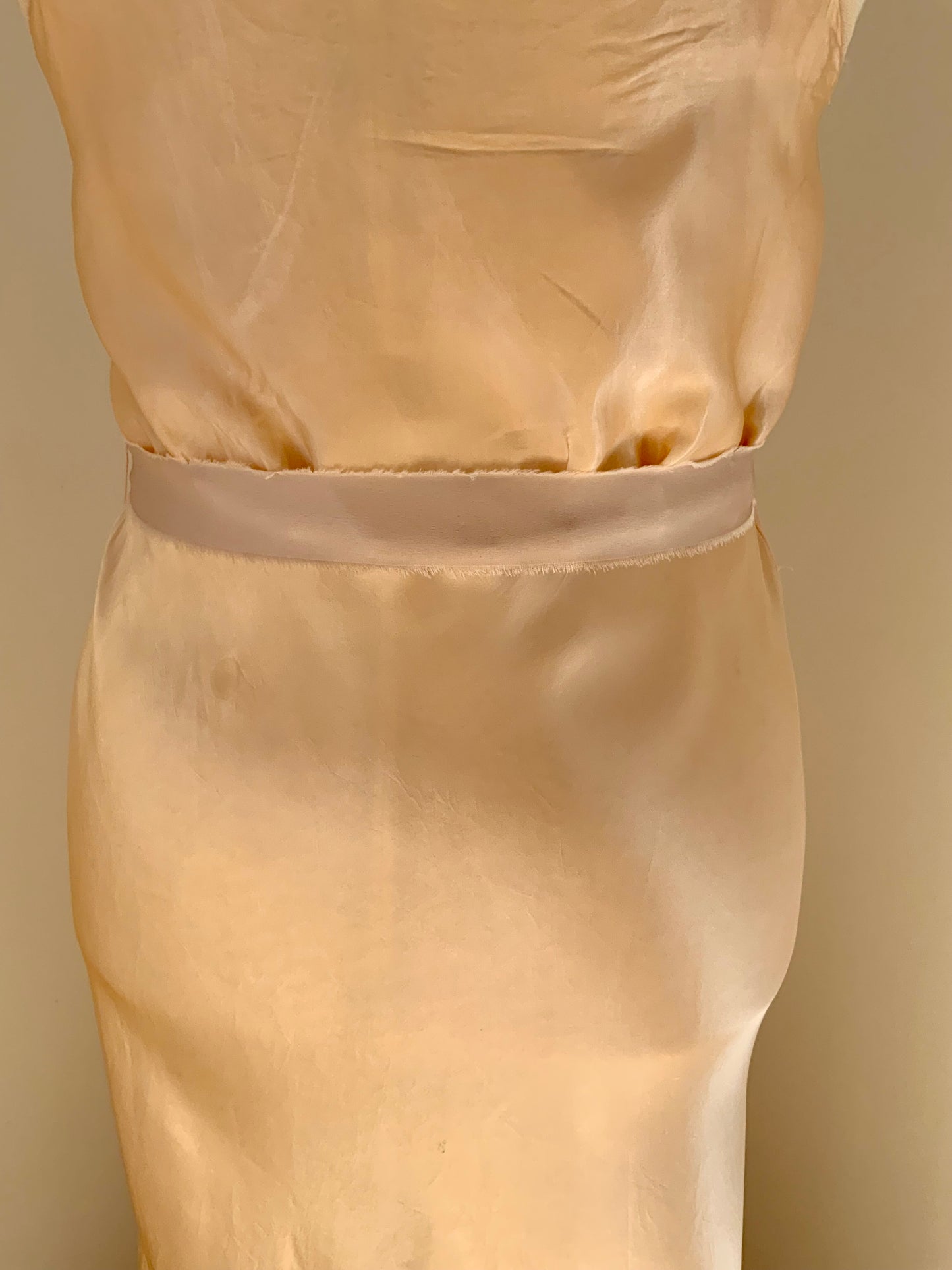 Vintage Hand-Dyed Silk Slip Dress with Lace Bodice | 30s–40s
 - 40AW