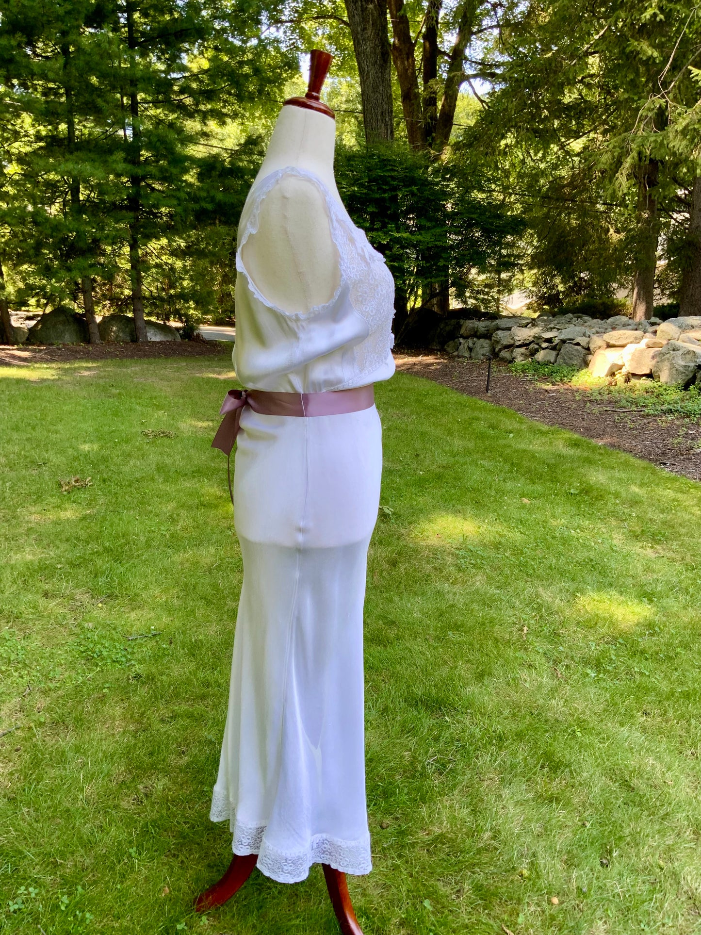 1930s Satin and Lace Bridal Slip Dress-30CT