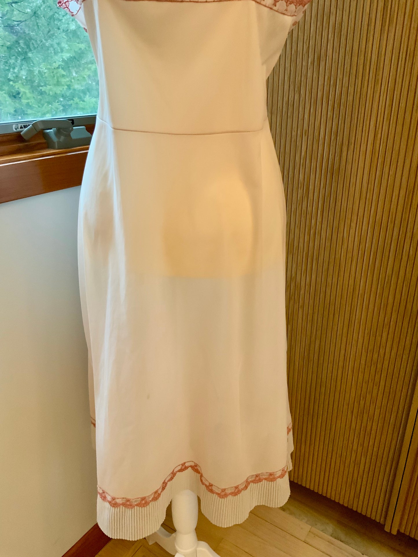 Hand Dyed Vintage 1970s Nylon Chiffon Slip Dress Lace Trim Empire Waist Sheer Romantic Nightgown- 50BR