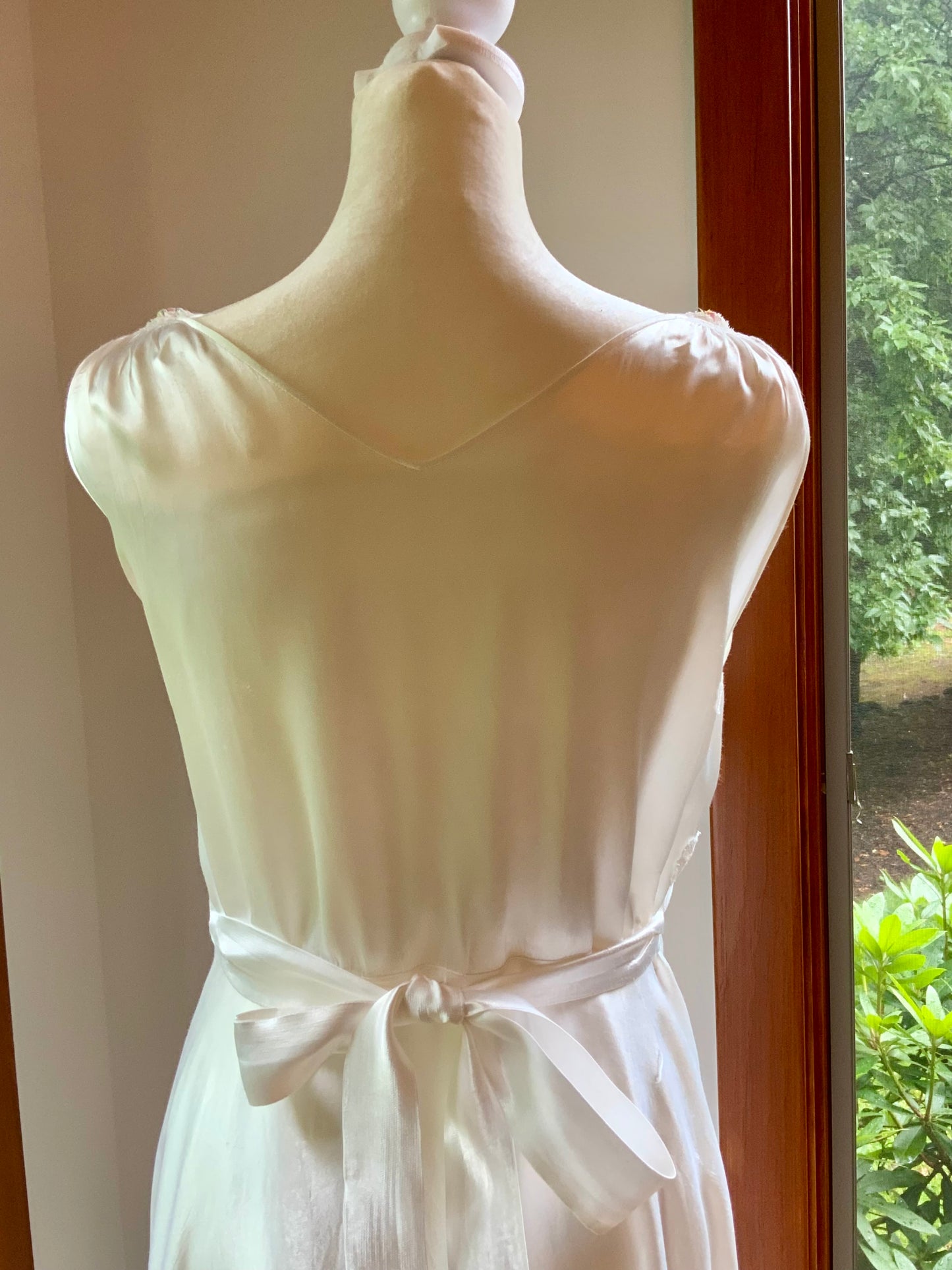 1930s Ivory Satin Bridal Lounge Set | Bias Cut Skirt & Lace Blouson Top | Romantic Two-Piece Ensemble
