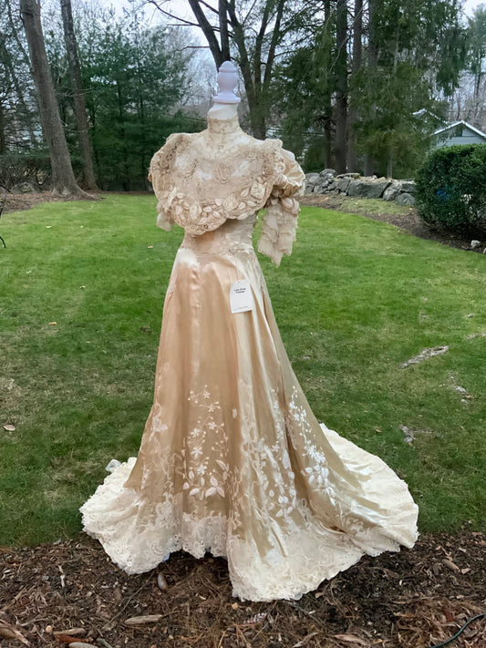 Rare 1890s Victorian Silk Wedding Dress-Museum Level One of a Kind Bridal Heirloom-VI8