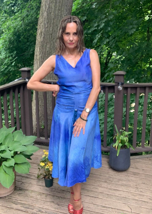 Hand dyed Blue Dress - 60s