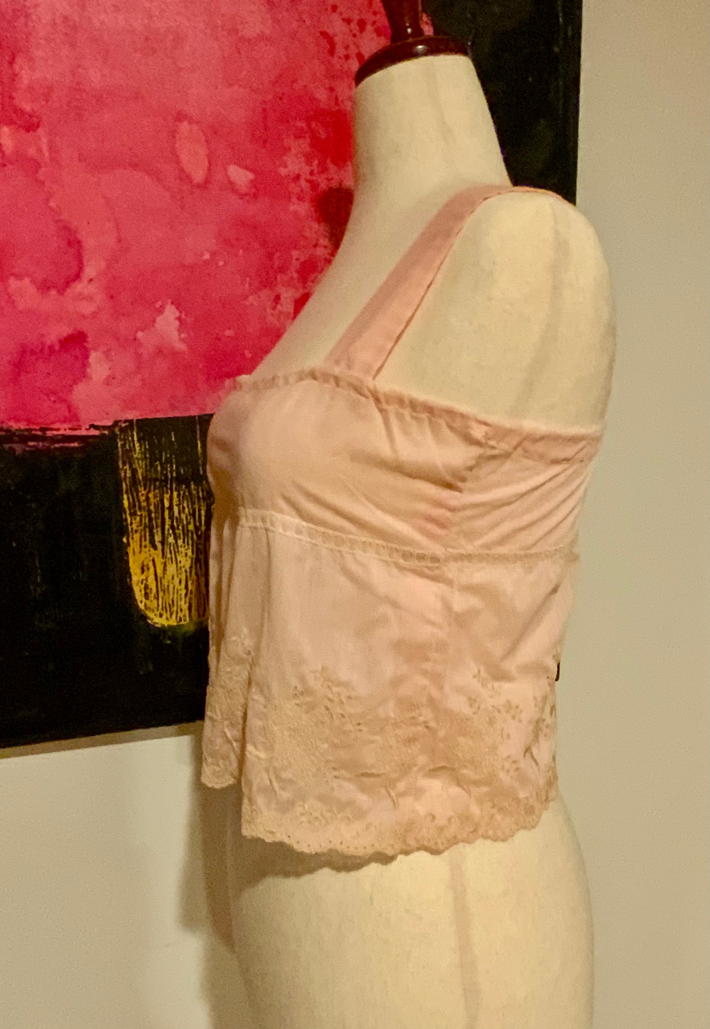 Edwardian Silk Camisole Corset Cover c.1905–1915 | Antique Embroidered Lingerie Top | Belle Époque Undergarment-ED48