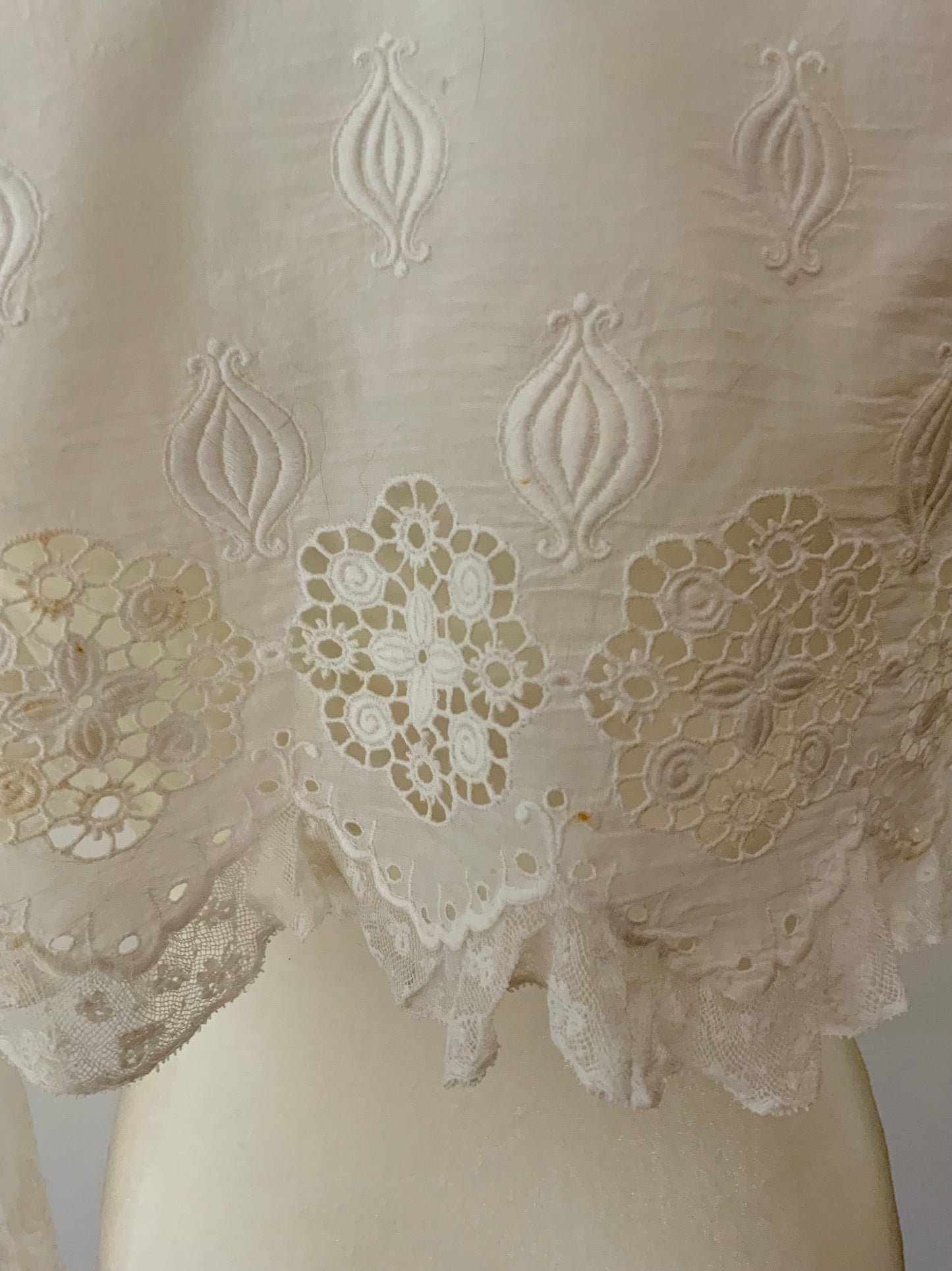 Antique Edwardian Lace Bed Jacket – Whitework Cotton Lingerie Bodice-ED43