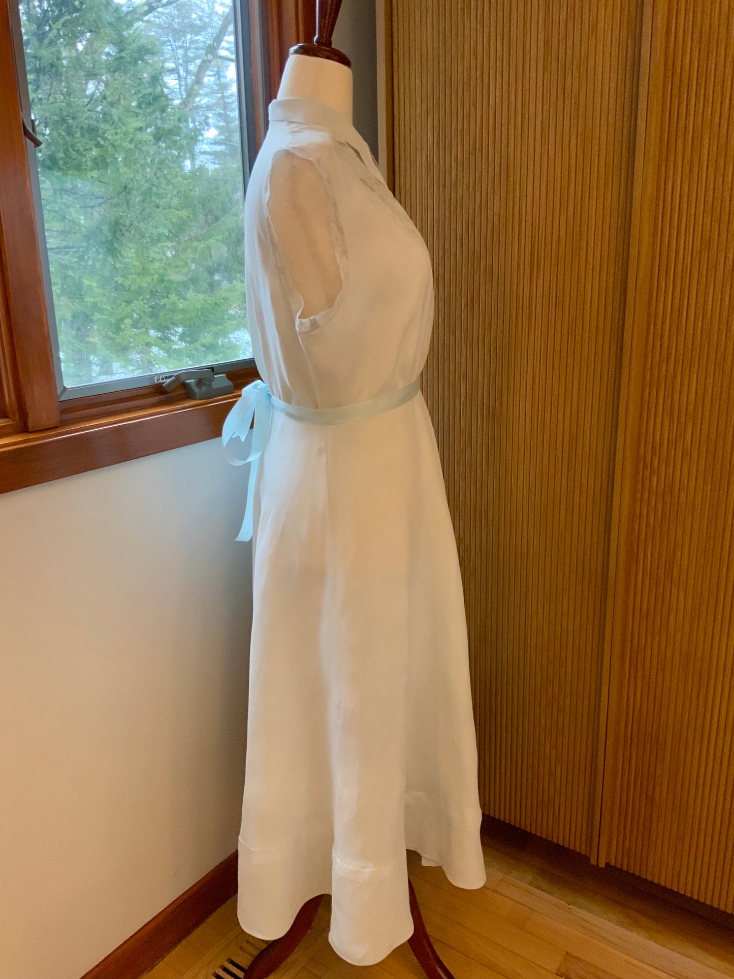 Authentic 1930s 1940s Ivory Silk Chiffon Day Dress Pintuck Lace Vintage Bridal Dress- 40R