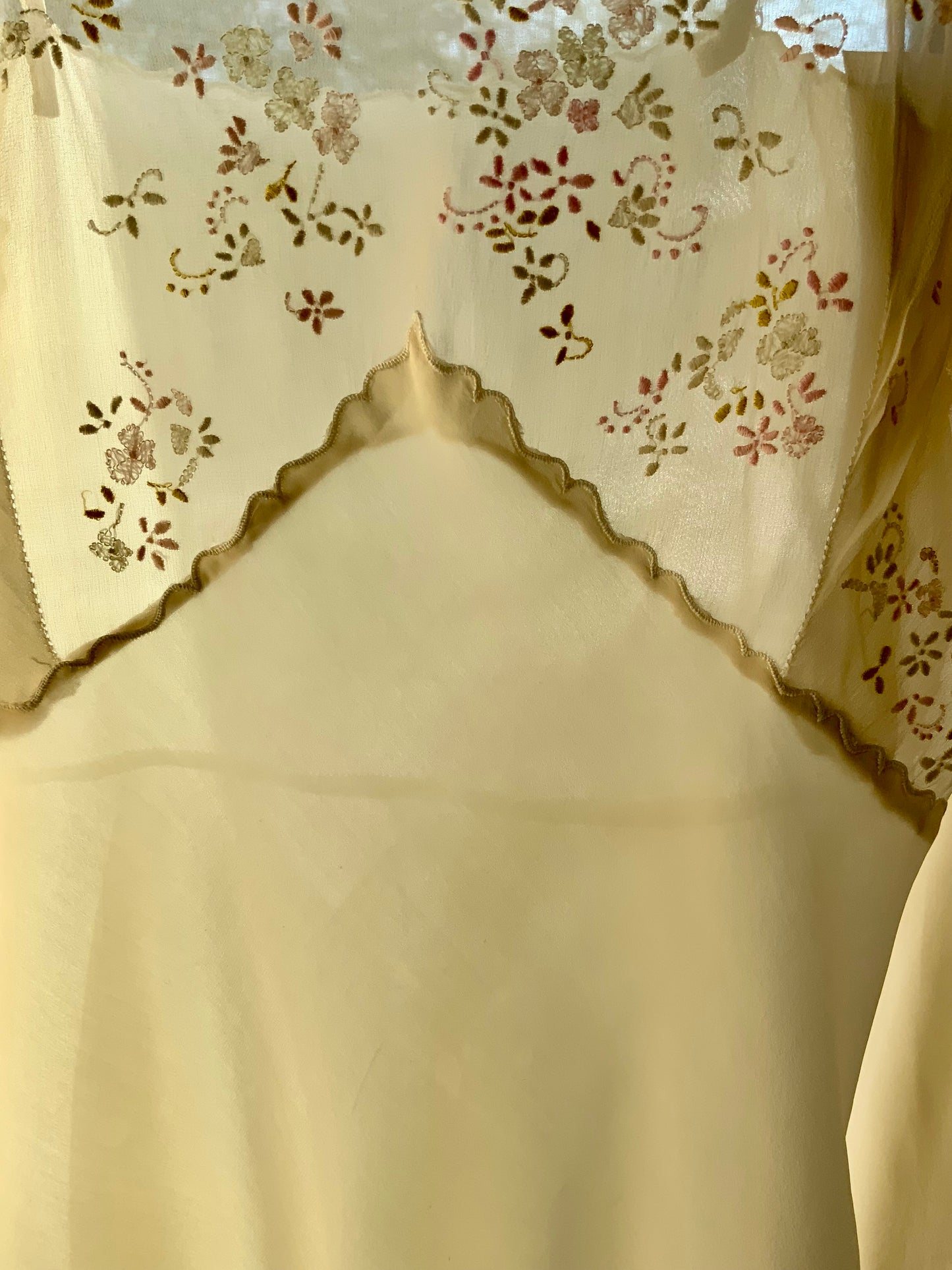 1920s–30s Pure Silk Embroidered Slip Dress-30BD