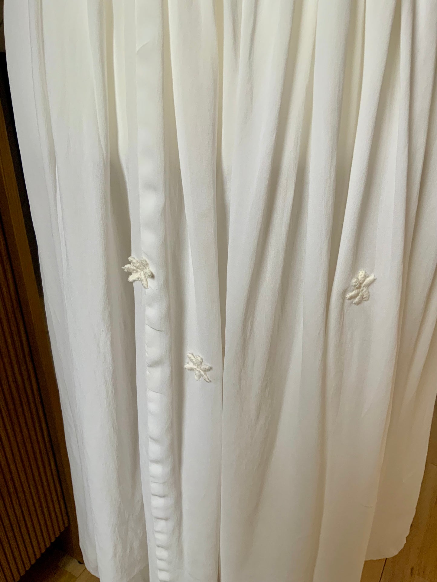 1930s Chiffon Lingerie Dress — Antique Ivory Embroidered Boudoir Gown with Butterfly Motif-30BE