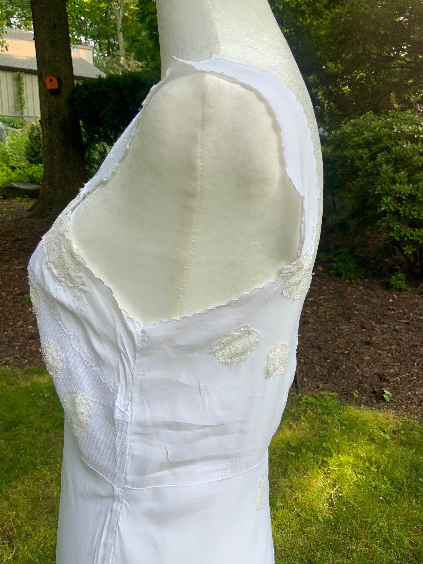 1930s Reimagined Silk Satin Bridal Slip Dress | Restored Antique Boudoir Gown with Hand-Applied Vintage Lace-30LM