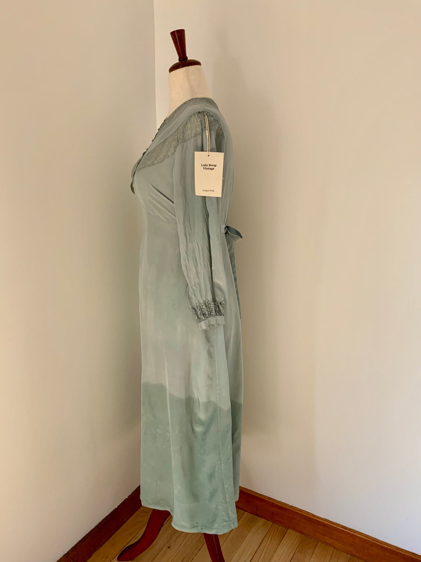 Hand Dyed Vintage Sheer Nightgown Dress – Sage Green Ombré – Lace Detail – One of a Kind
- 30Z