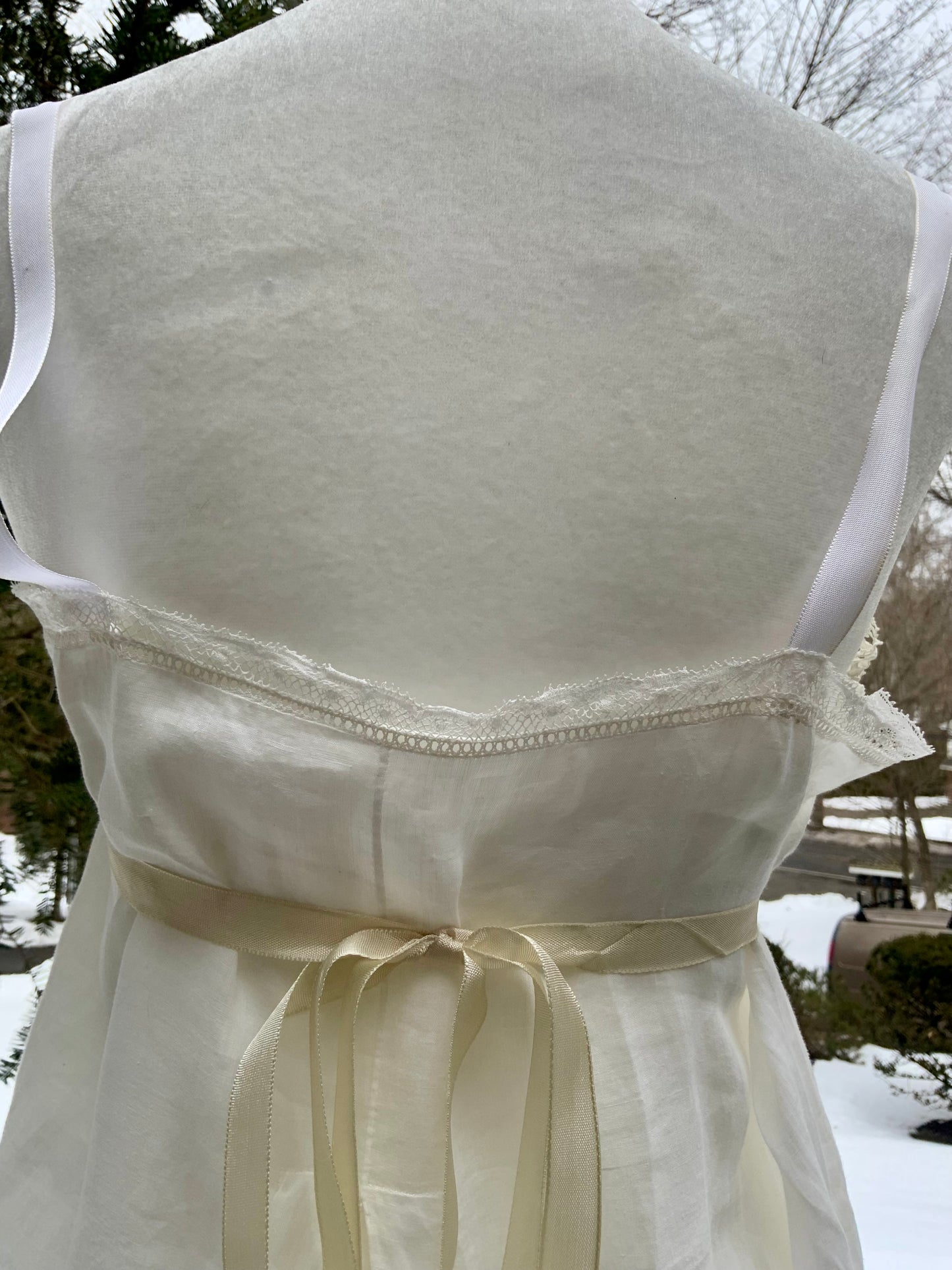 Edwardian Argentine Monogrammed Cotton Slip Dress with Embroidered Birds | “Pochola” | Antique Lace Lingerie c.1910s
-ED59