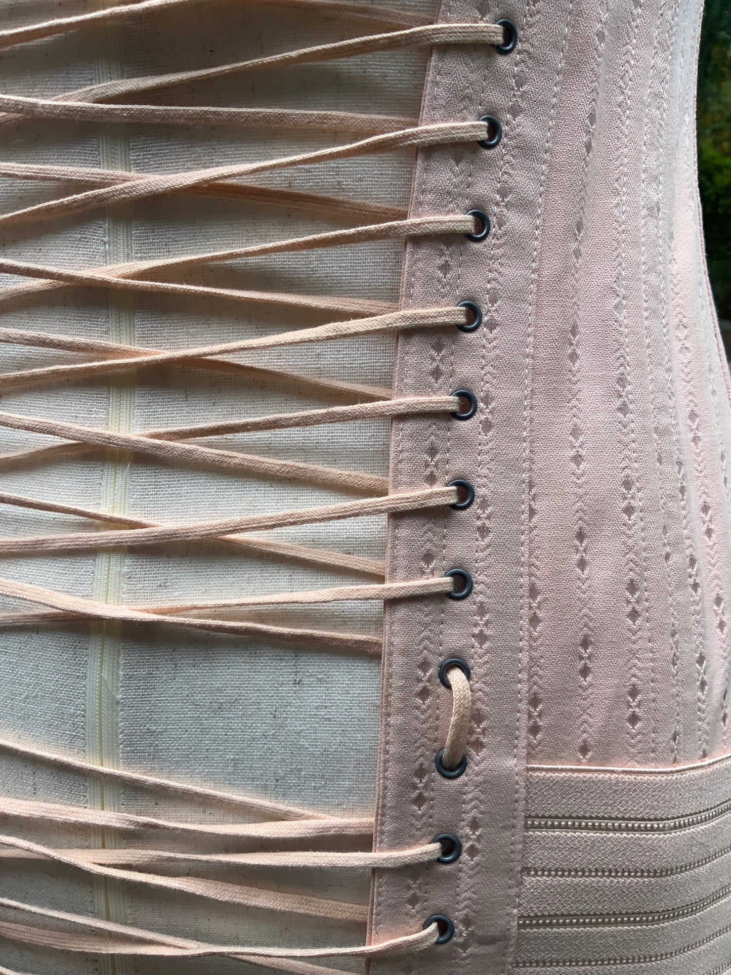 Rare 1920s Rengo Crown Corset Co. Corset Girdle | Pink Cotton & Rayon with Lace Back | Excellent Condition - 20AO