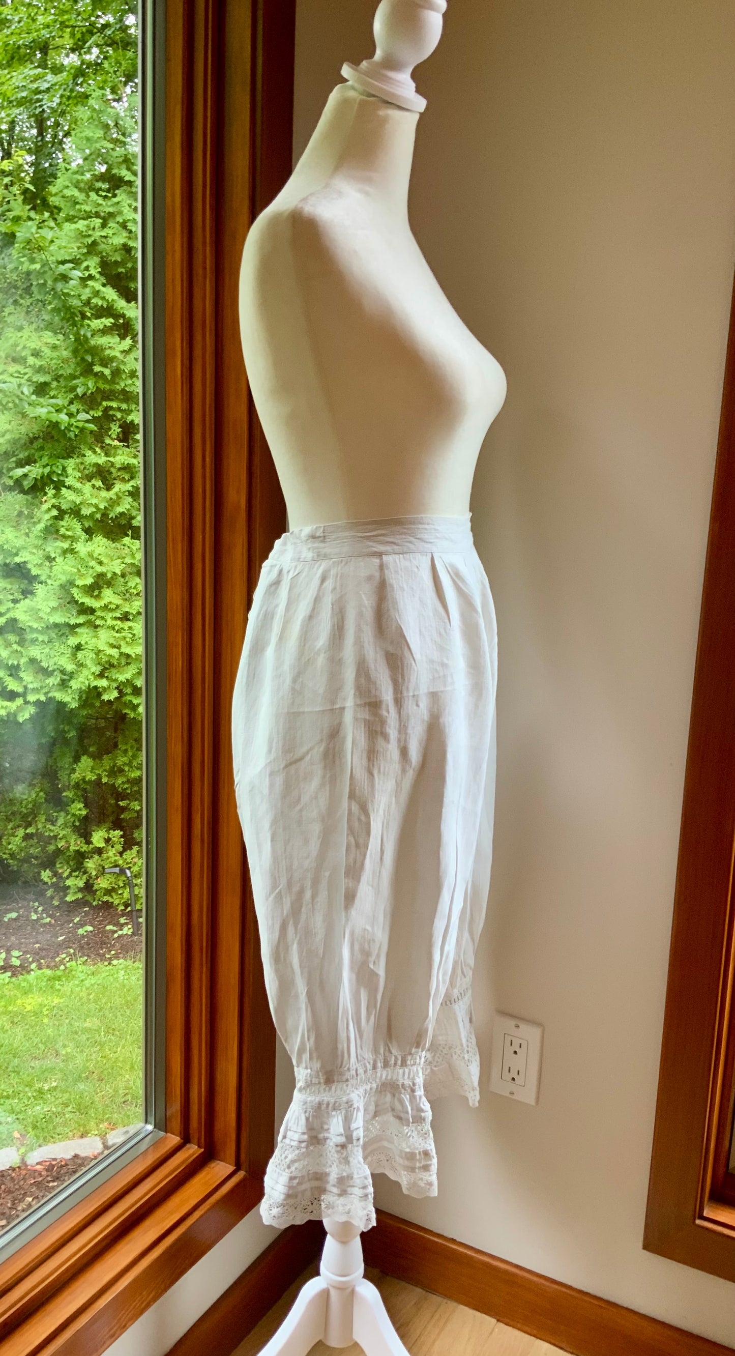 Antique Edwardian White Cotton Bloomers | Monogrammed Lace Pantaloons | Romantic Heirloom Lingerie-ED85