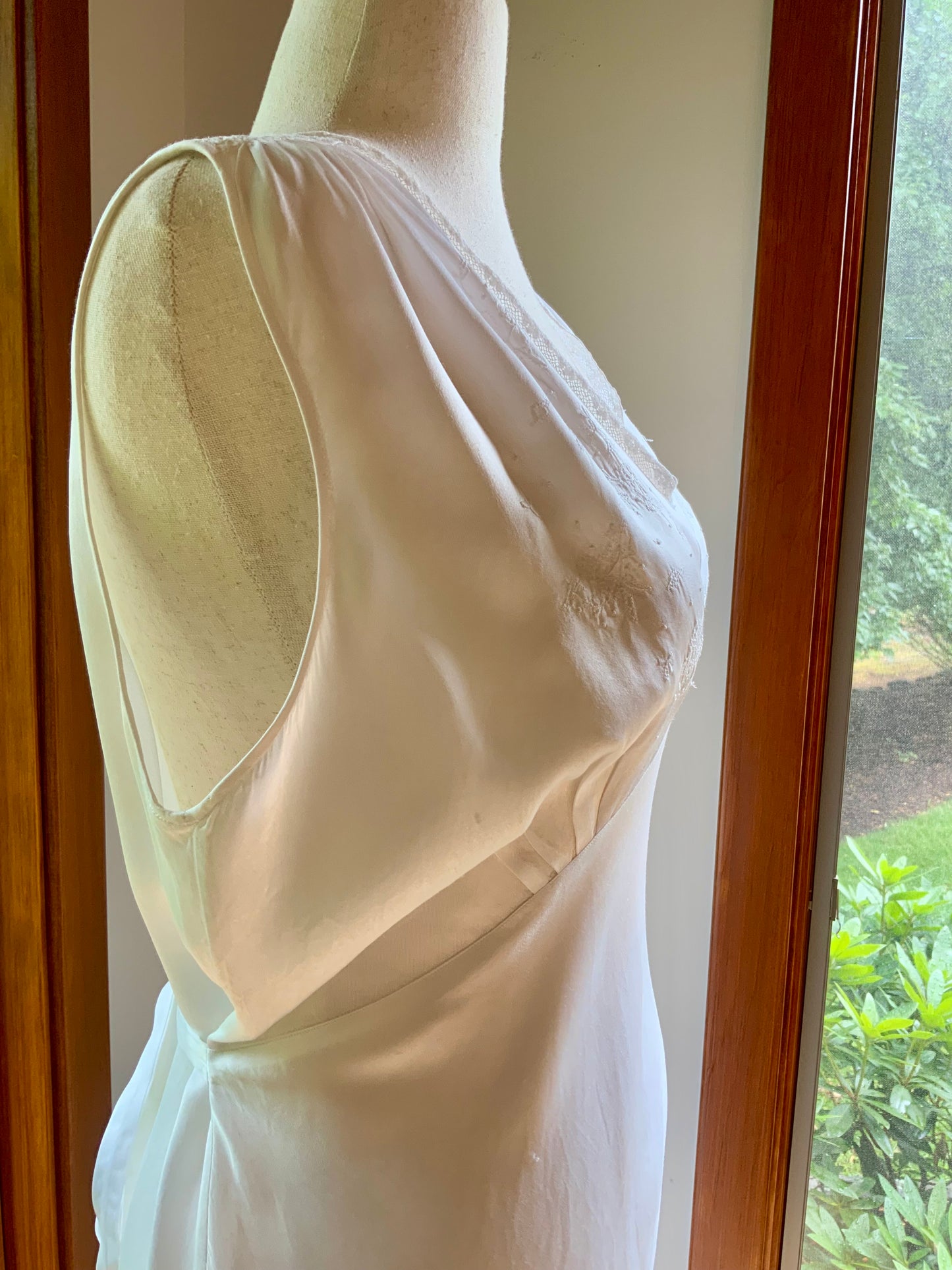 1930s Bridal Nightgown | Embroidered Bias Cut Boudoir Gown | Ivory Wedding Lingerie-30DI
