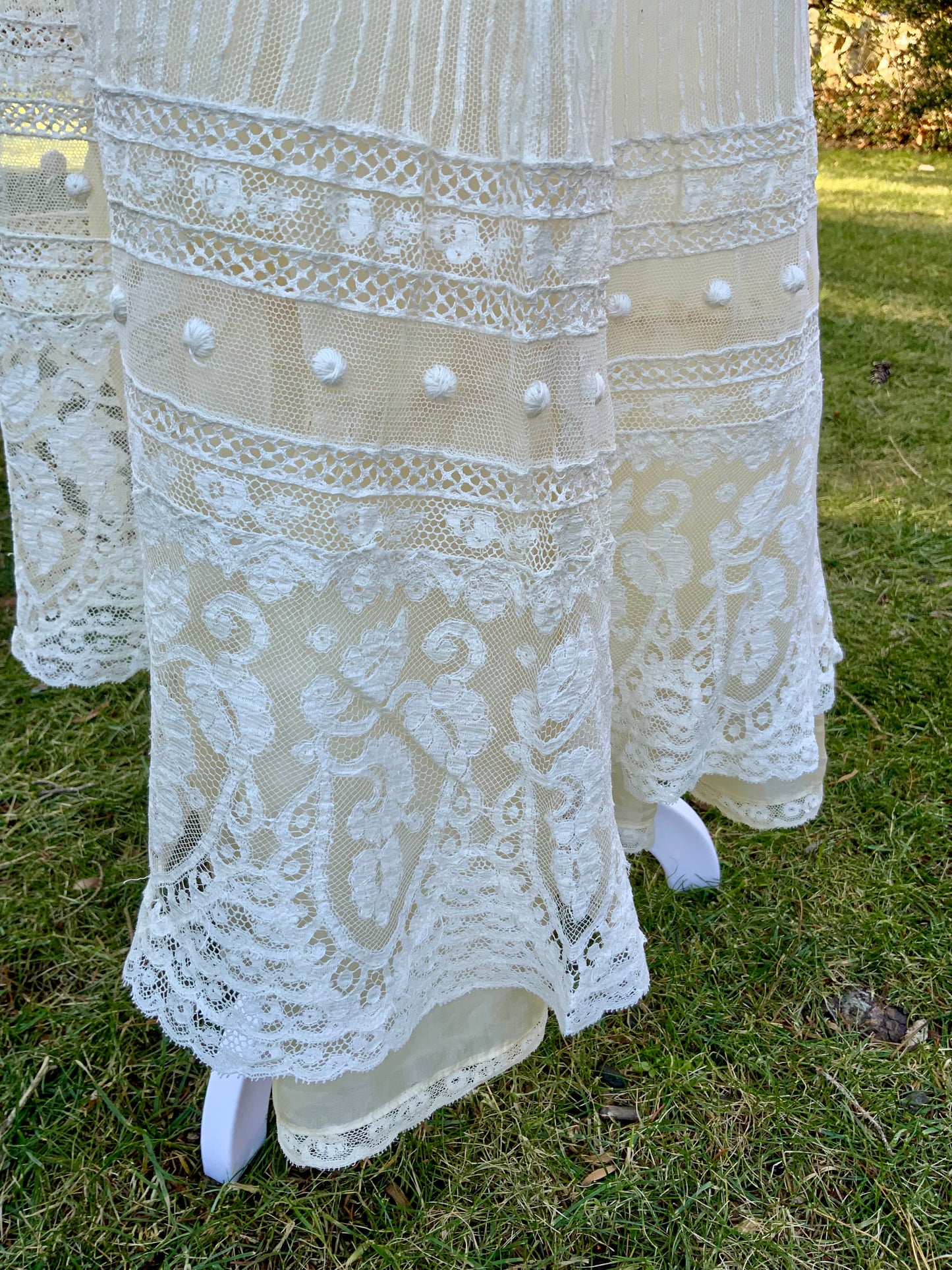 Antique Edwardian Bridal Lace Dress c. 1909–1914 | Cotton Net Wedding / Trousseau Gown-ED31