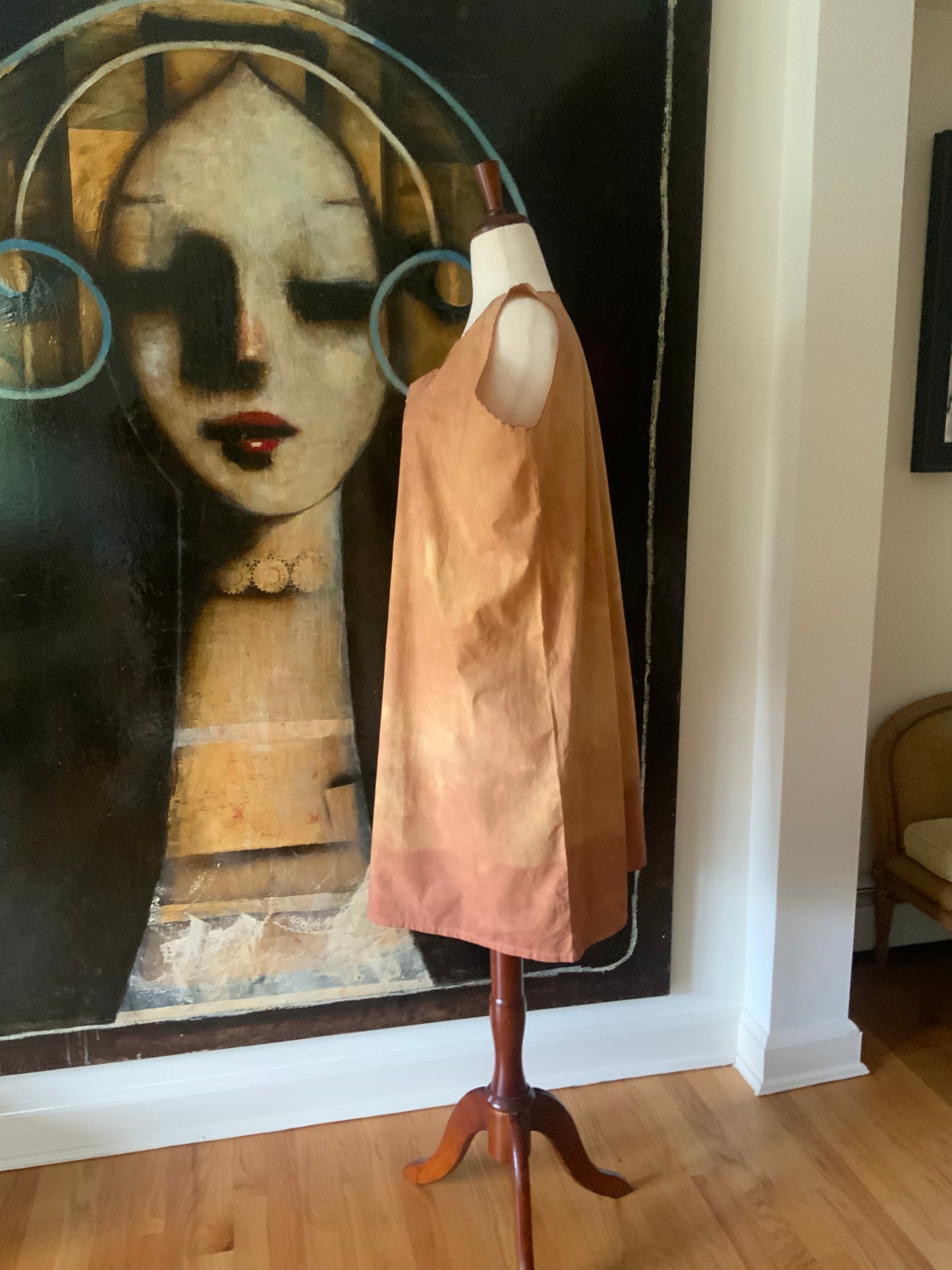 Antique Cotton Nightgown Purple Embroidery - 1910 - ED7