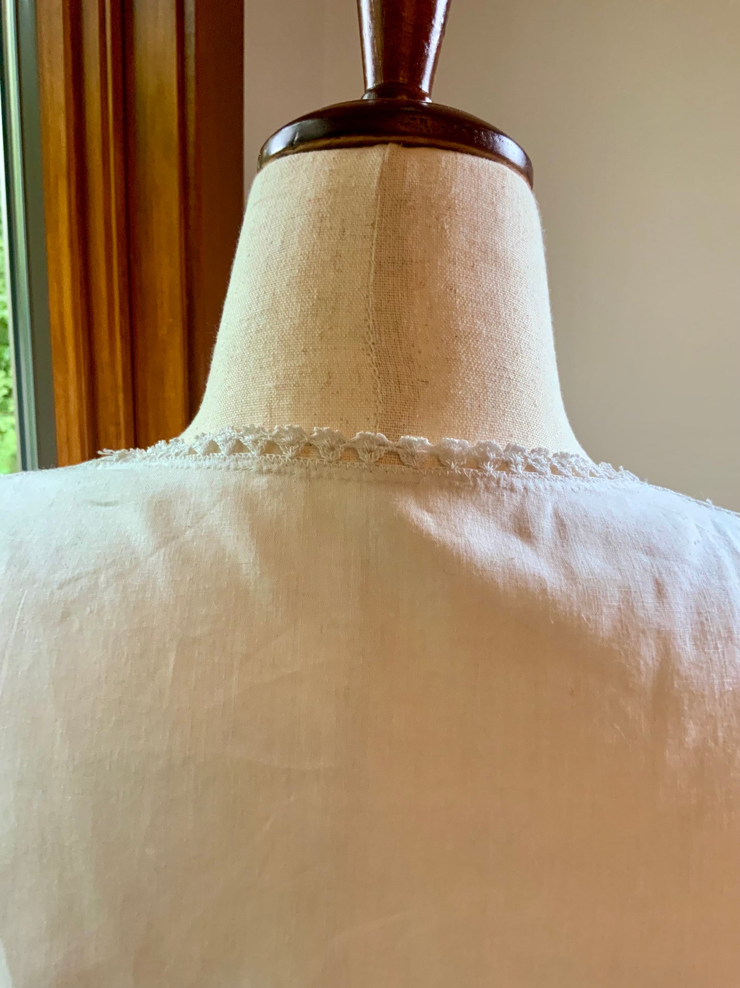 Antique Edwardian Corset Cover | Whitework Embroidery & Handmade Filet Crochet| XL-ED84