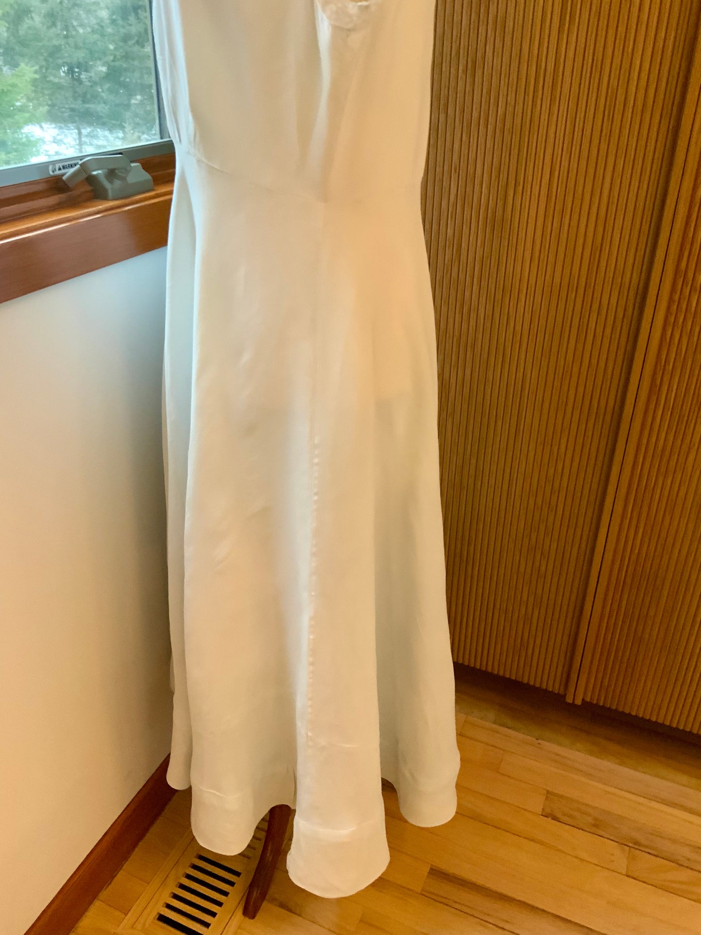 Authentic 1930s 1940s Ivory Silk Chiffon Day Dress Pintuck Lace Vintage Bridal Dress- 40R