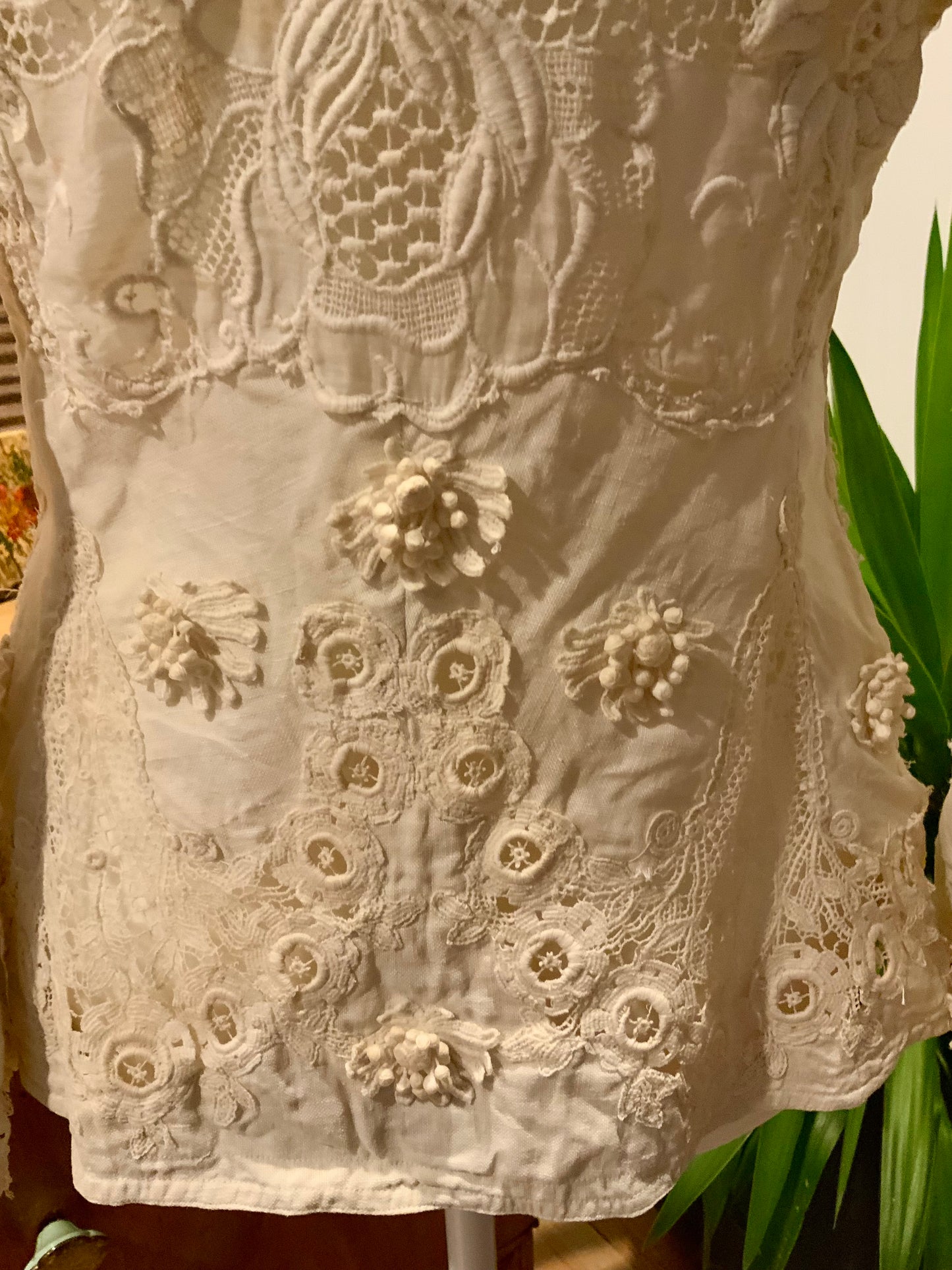 Edwardian Irish Lace & Embroidered Cotton Jacket – 1900s - ED26