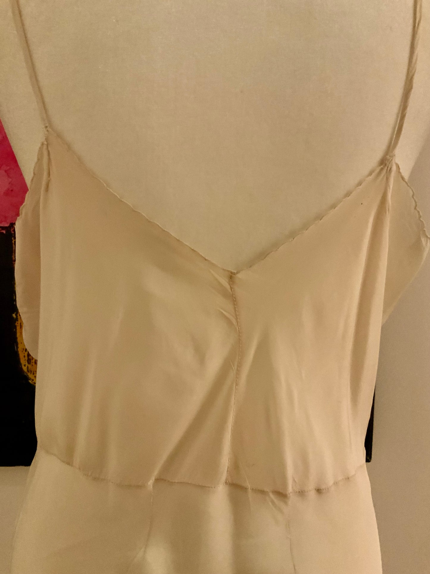 Antique 1920s Pure Silk Bridal Slip – Hand Embroidered Ivory Lingerie Dress – Edwardian Flapper Era Nightgown-20AT