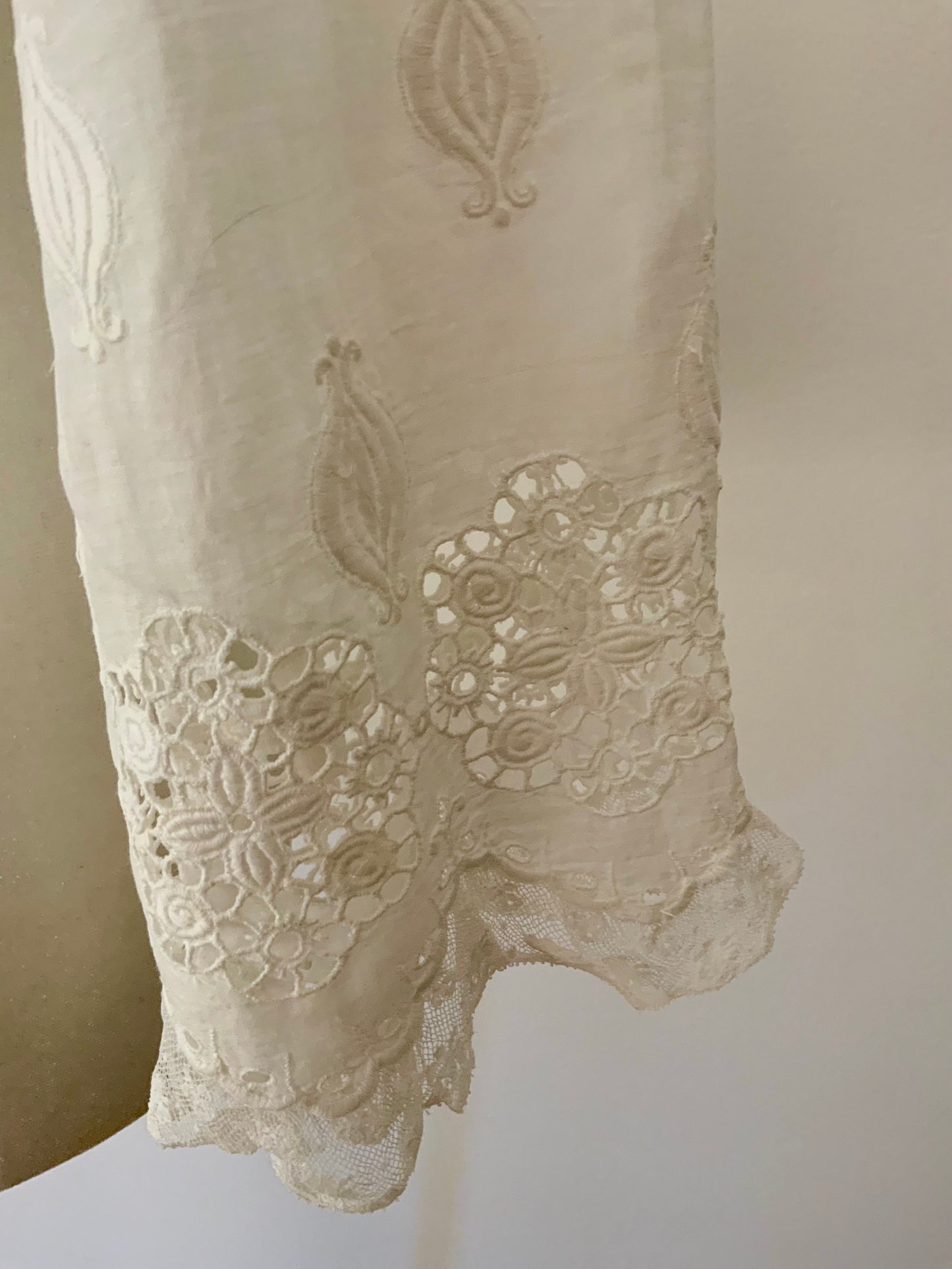 Antique Edwardian Lace Bed Jacket – Whitework Cotton Lingerie Bodice-ED43
