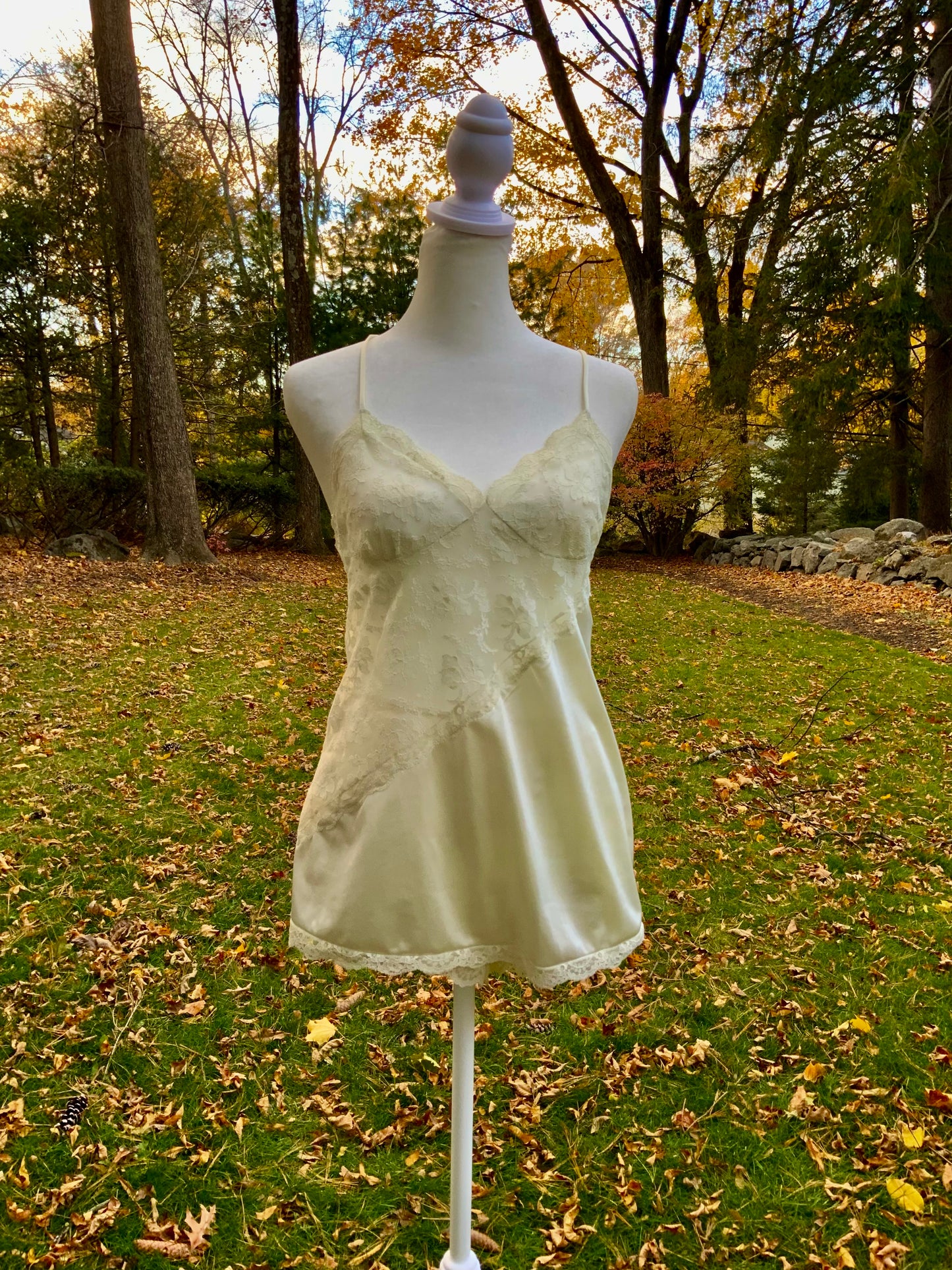 Vintage Bob Mackie for Glydons Ivory Lace & Satin Teddy | Late 1970s Designer Lingerie- 70X