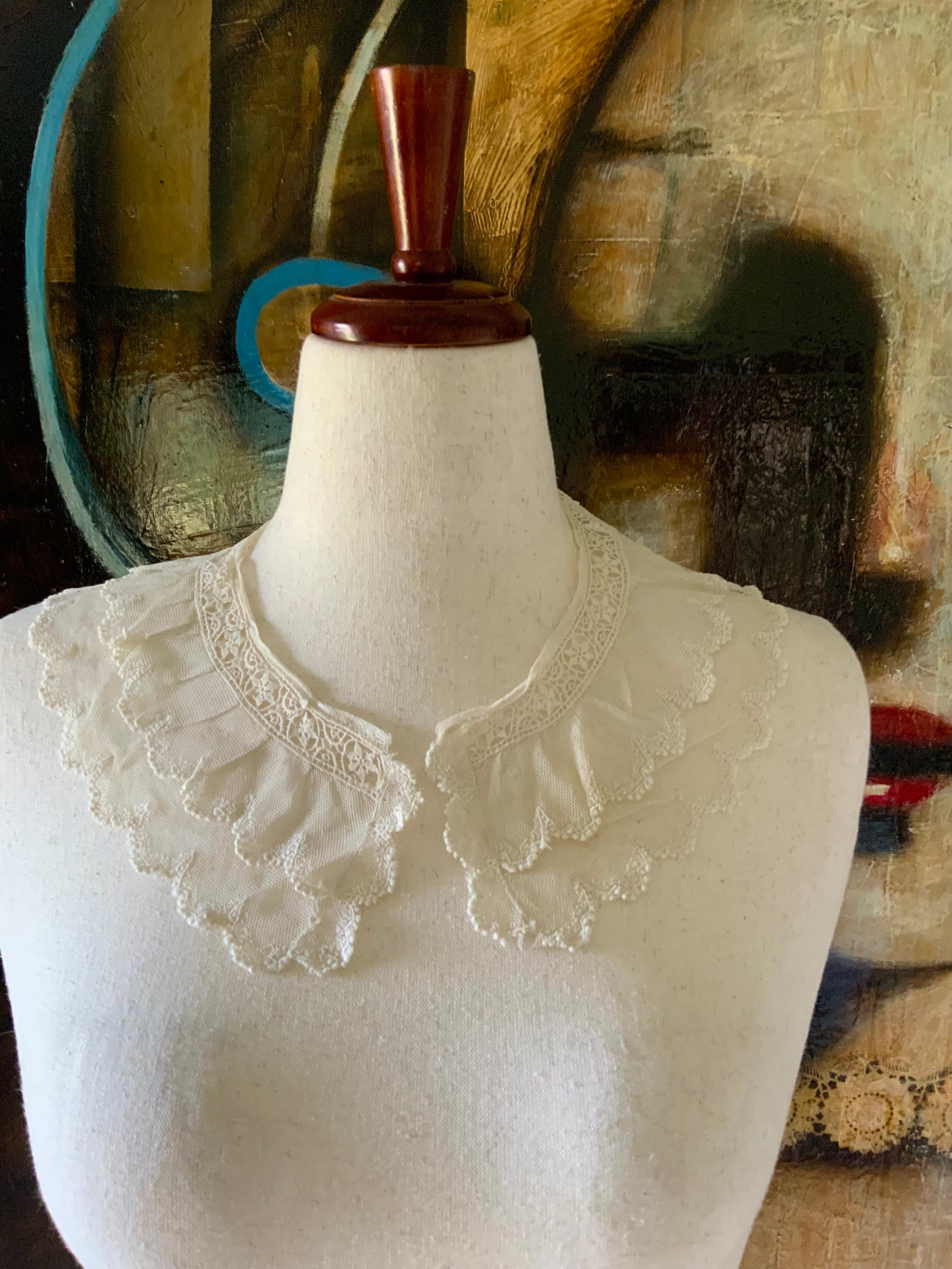 Antique Edwardian Lace Collar | Double Ruffle Net Lace Collar | Romant ...