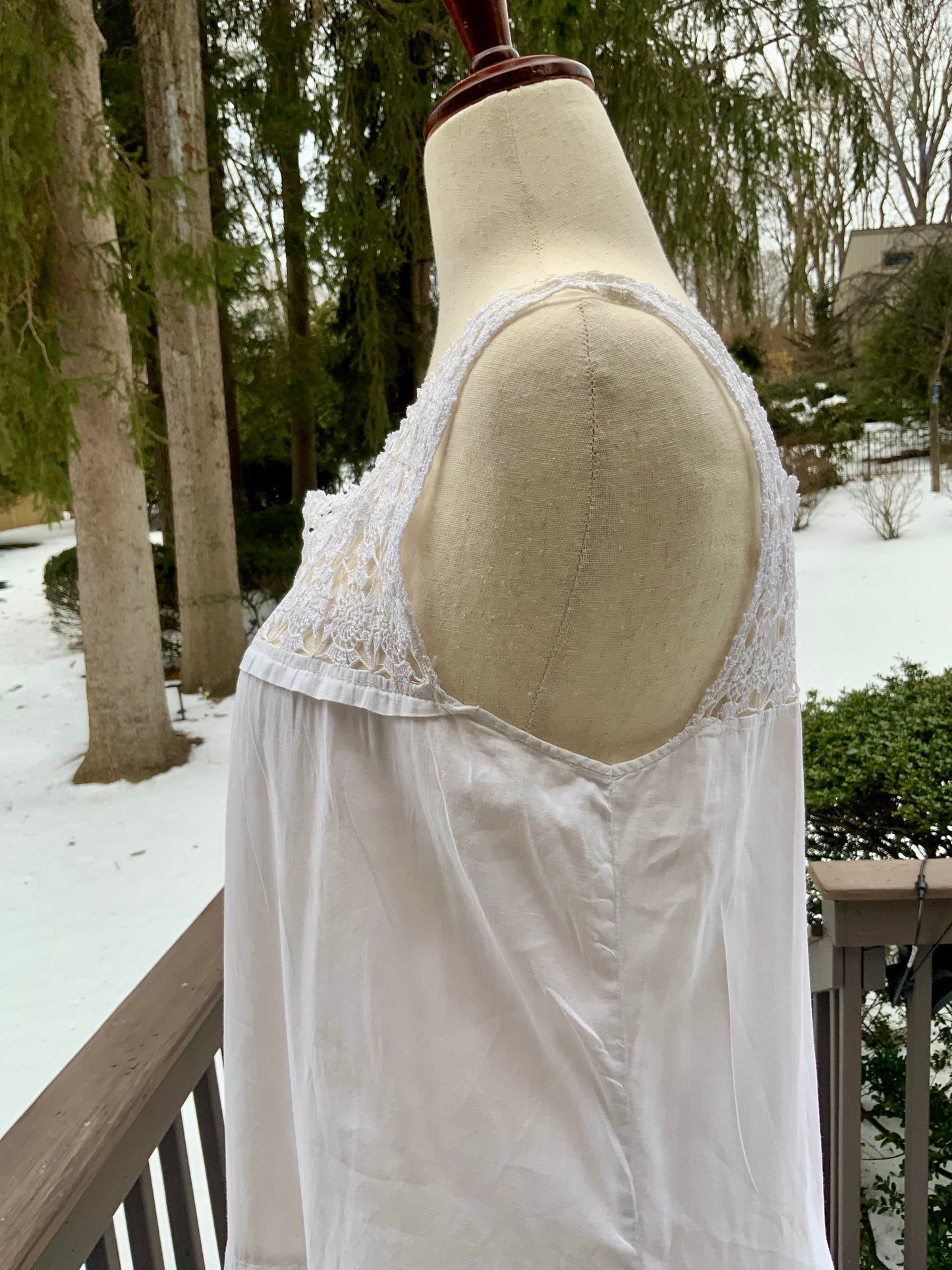 Edwardian White Cotton Lingerie Dress | 1910s Crochet Lace Tea Dress | Antique Summer Bridal Dress-ED55