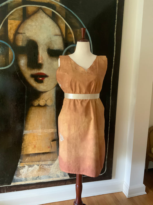 Antique Cotton Nightgown Purple Embroidery - 1910 - ED7