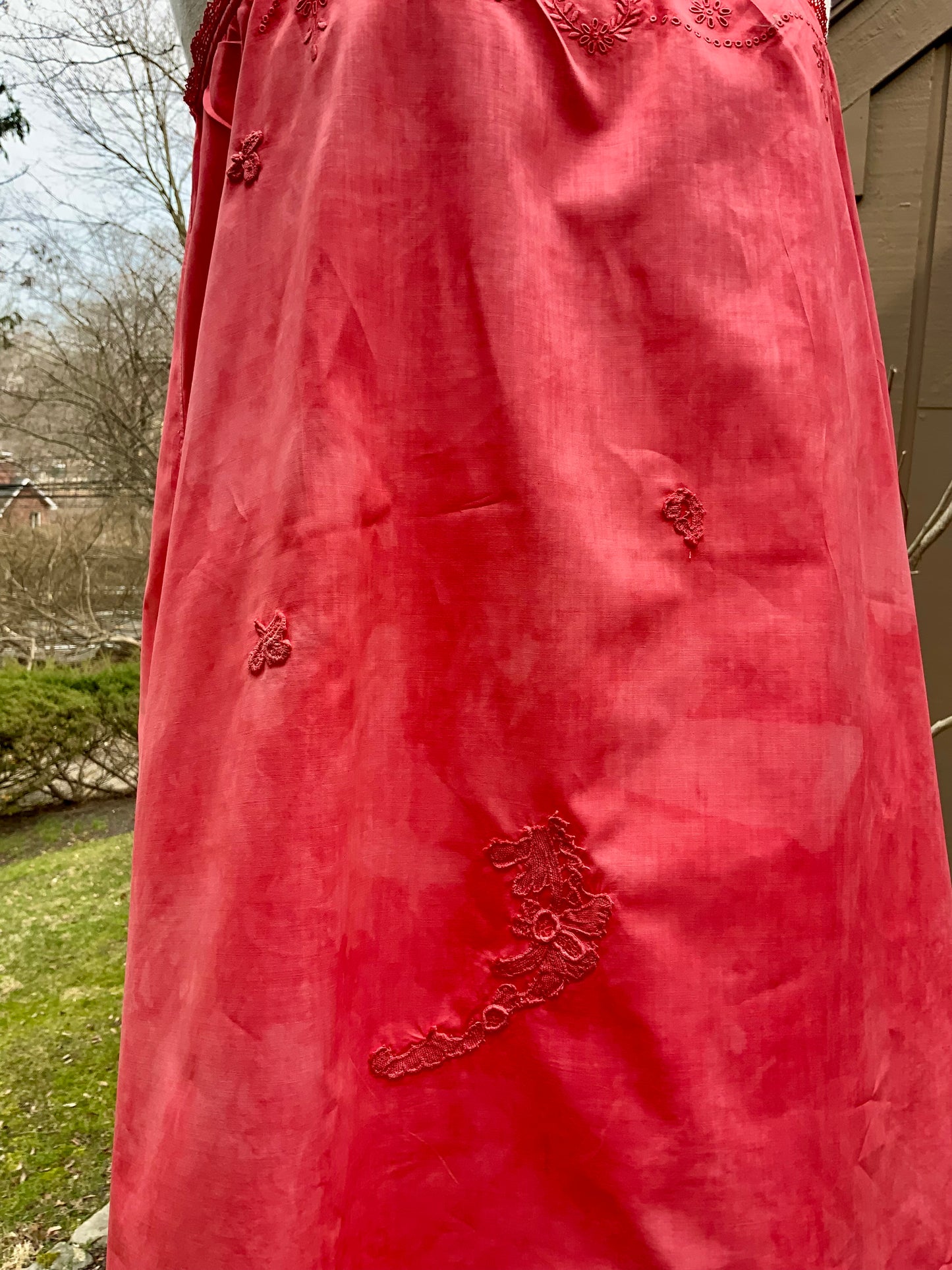 Edwardian Hand-Dyed Cotton Slip Dress | Restored Antique Lingerie with Appliqué Details | ED79