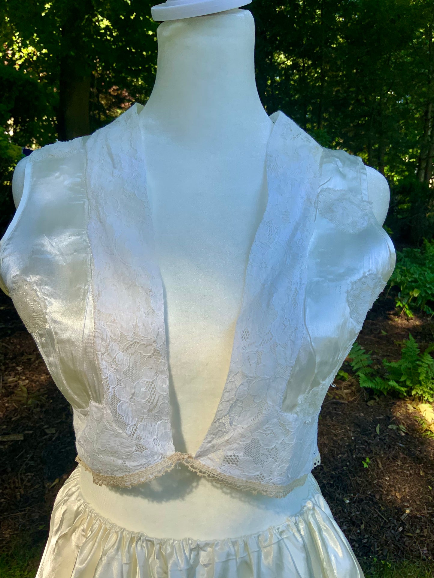One-of-a-Kind Reconstructed 1940s Silk Set | Vintage Lace Top & Skirt-40CF
