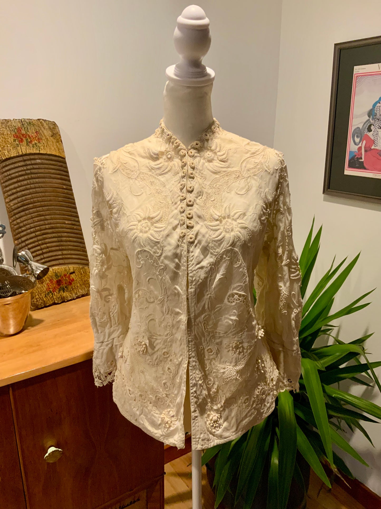 Edwardian Irish Lace & Embroidered Cotton Jacket – 1900s - ED26