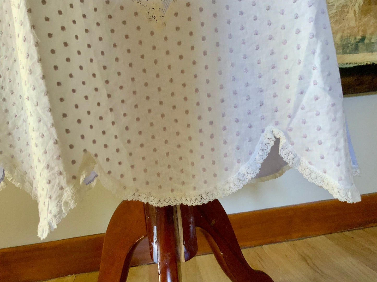 Late 1930s White Cotton Dotted Nightgown – Eyelet Slip Dress - 30AR