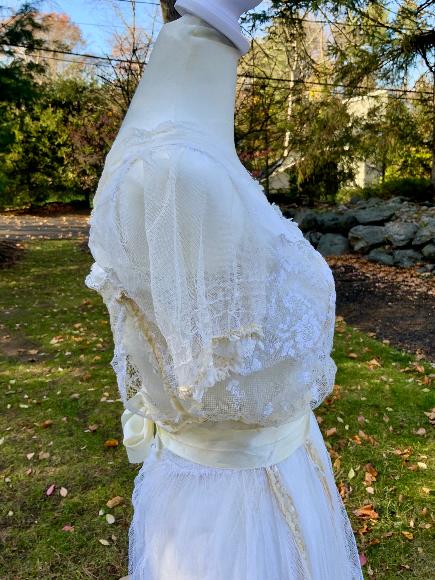 Antique Tulle Dress -Filet Lace – Early 1900s – ED40