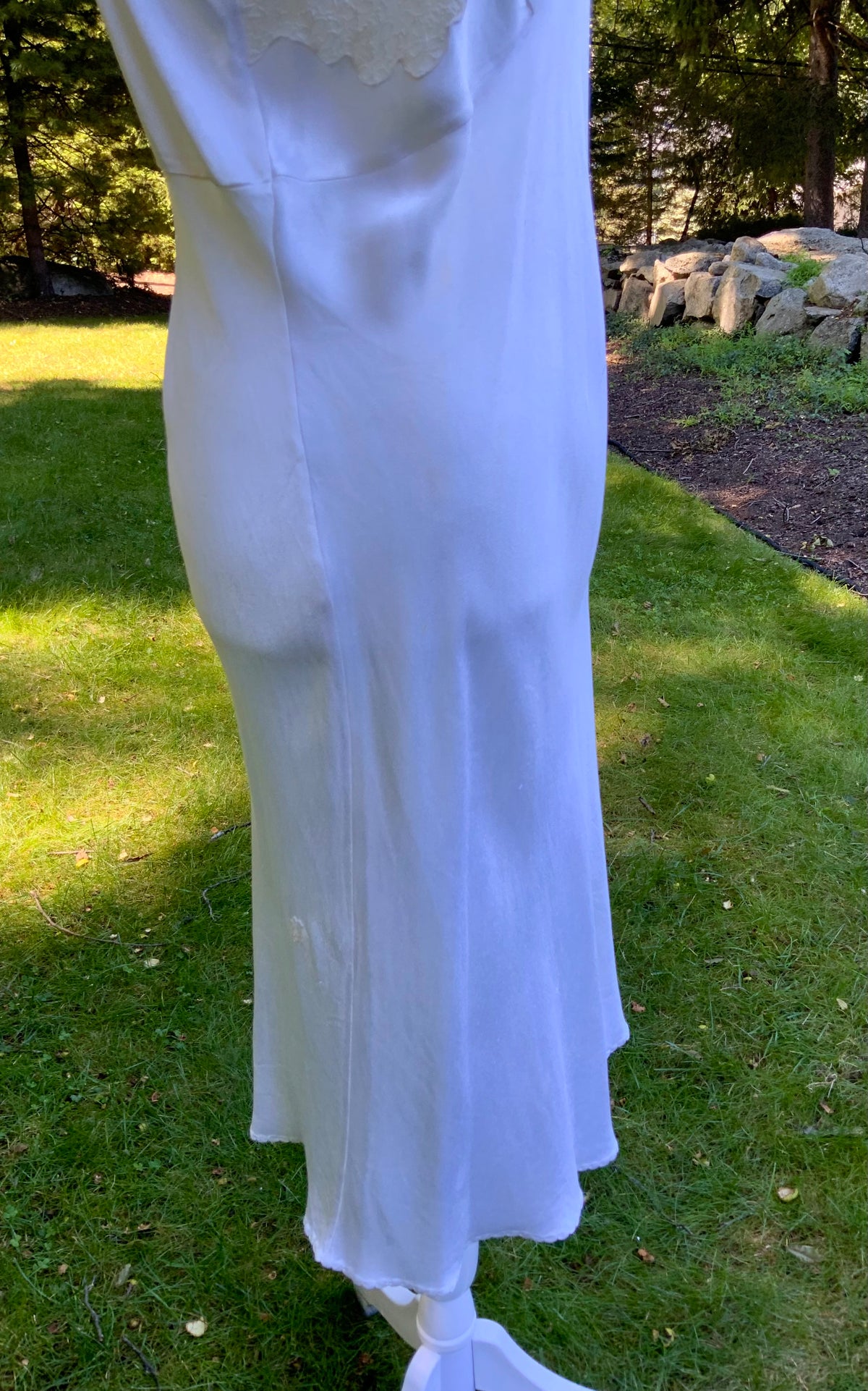 1930s Ivory Satin Bias Cut Slip Dress.40BY