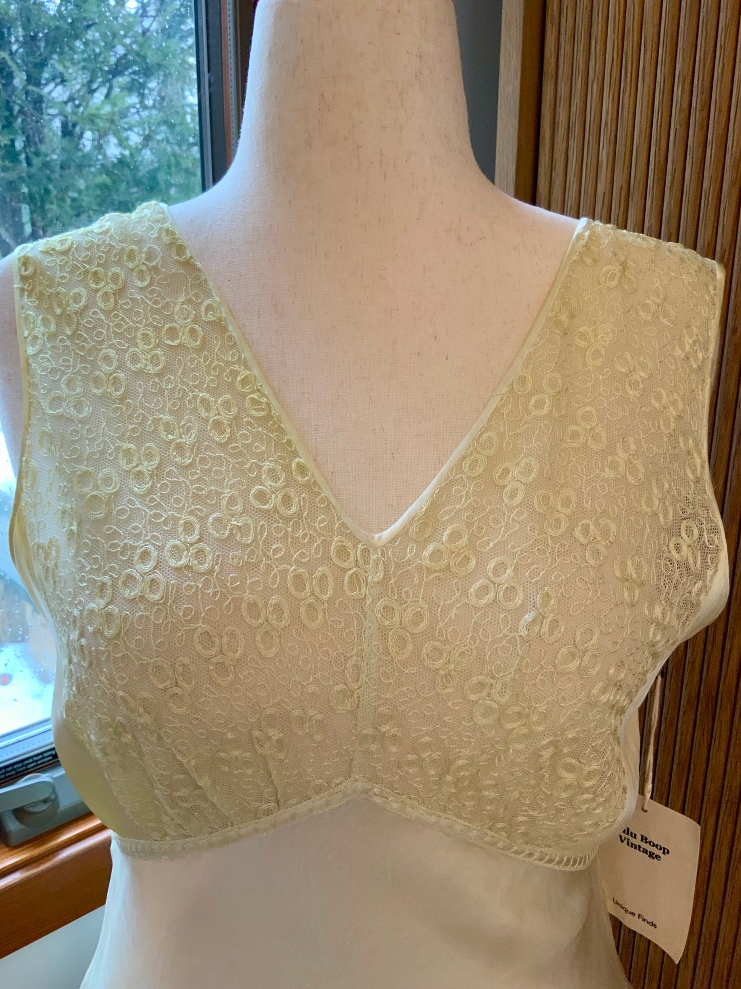 1970s Hand Dyed Bias Cut Satin Gown | 1940s Inspired Lace Bodice Maxi Dress | Pale Celadon Vintage Slip Dress- 40V