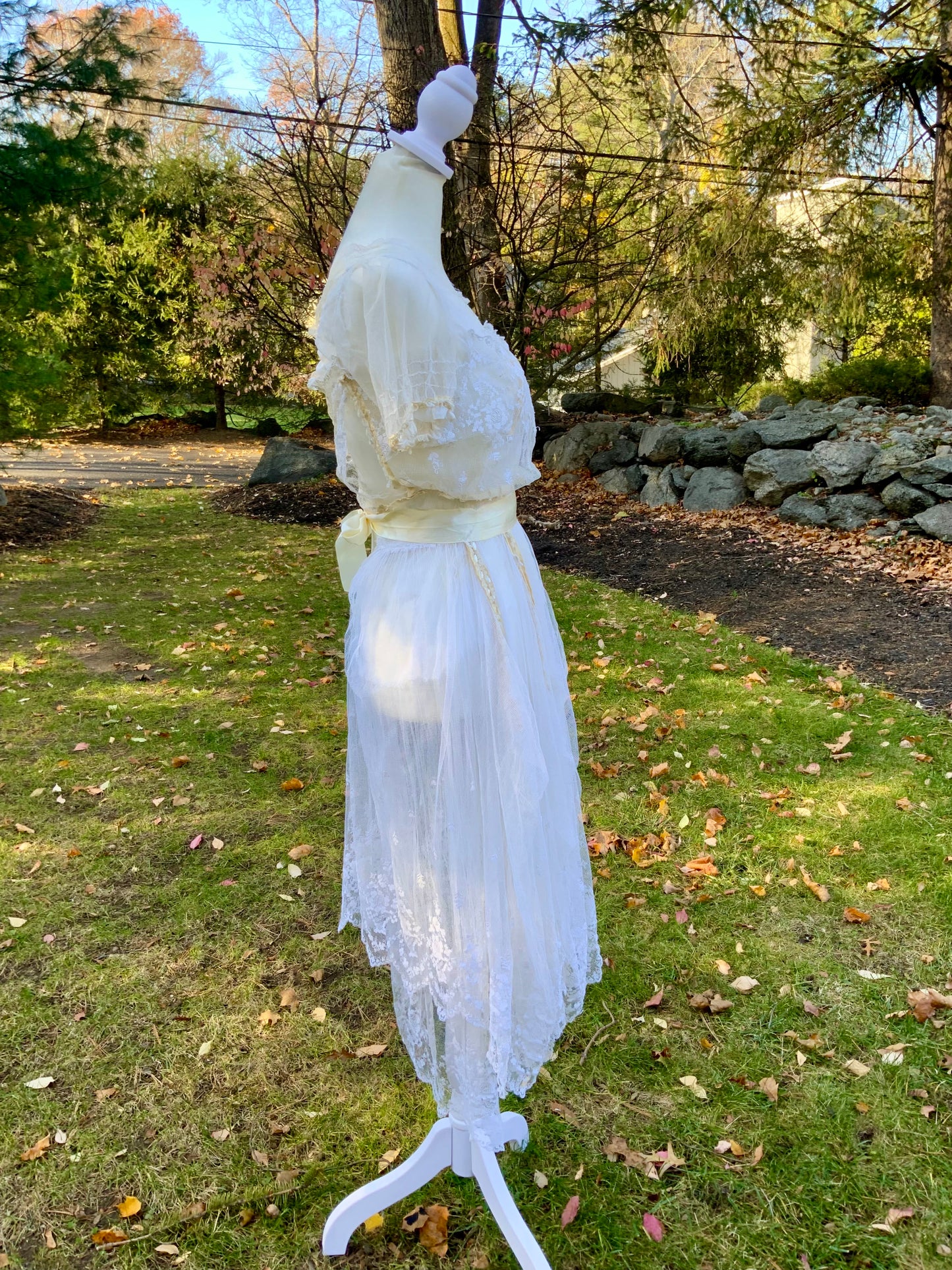 Antique Tulle Dress -Filet Lace – Early 1900s – ED40