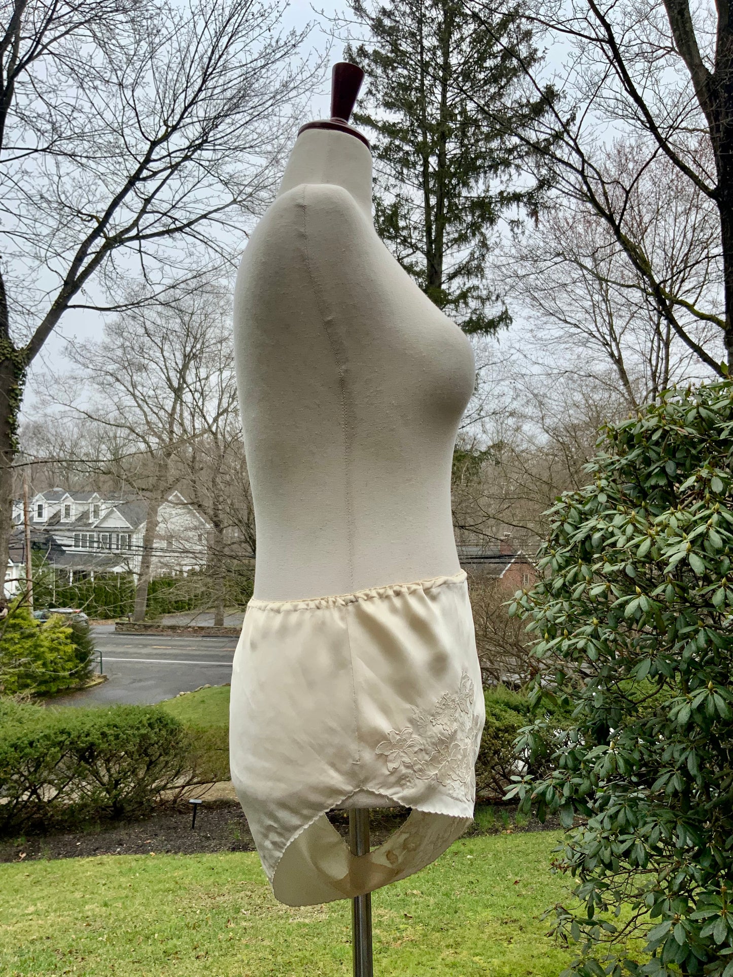 Antique Silk Tap Pants Bloomers Embroidered Lace Edwardian Lingerie Ivory Silk Panties-20AH