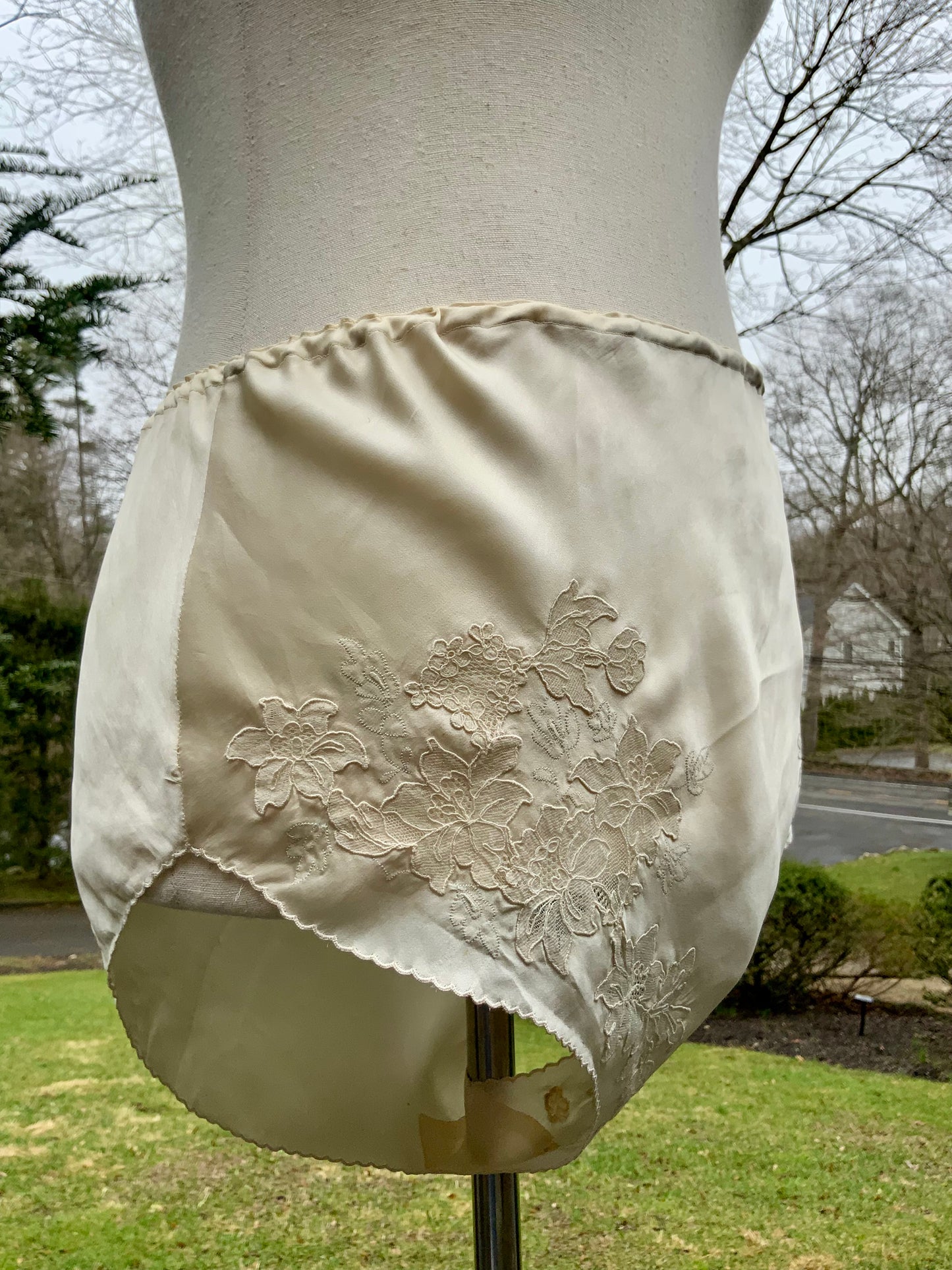 Antique Silk Tap Pants Bloomers Embroidered Lace Edwardian Lingerie Ivory Silk Panties-20AH