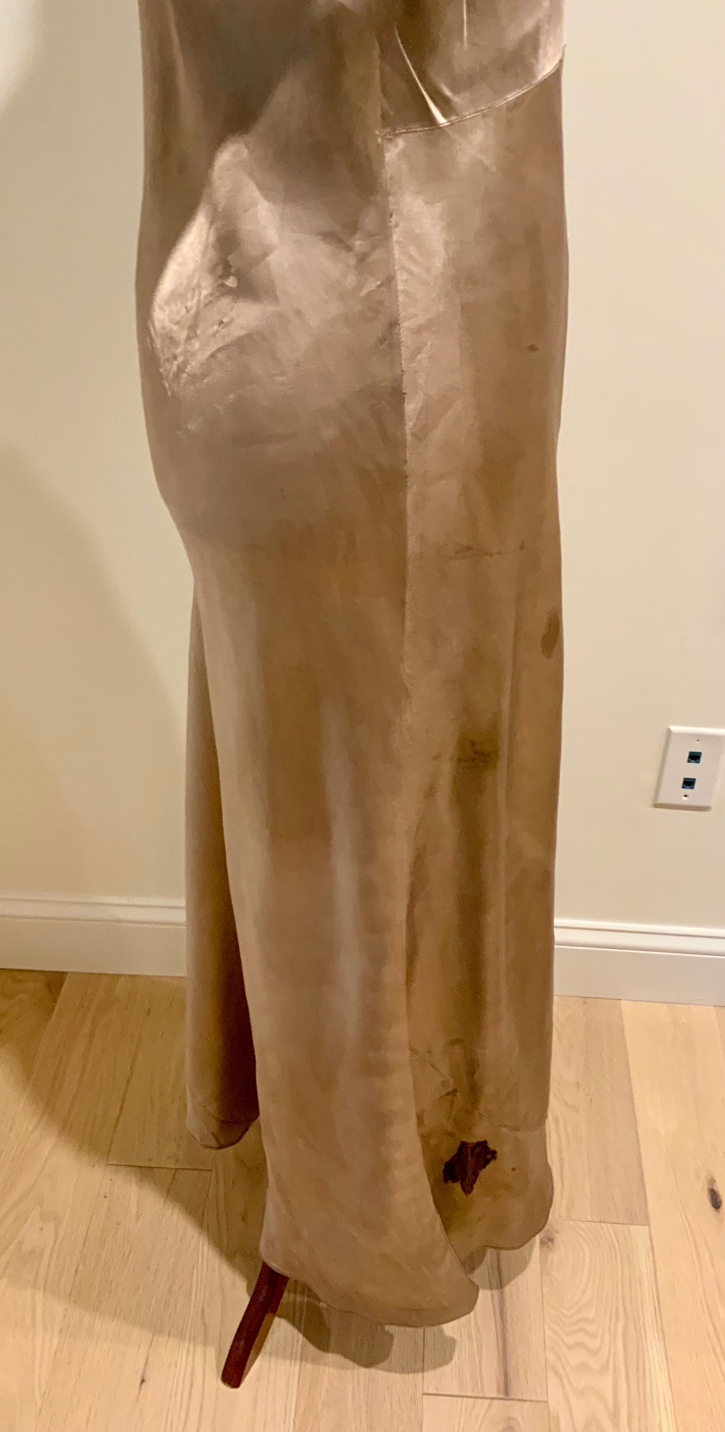 Hand Dyed 1930s-40s Bias Cut Satin Slip Dress | Chocolate Lace | Old Hollywood Lingerie
-30CB