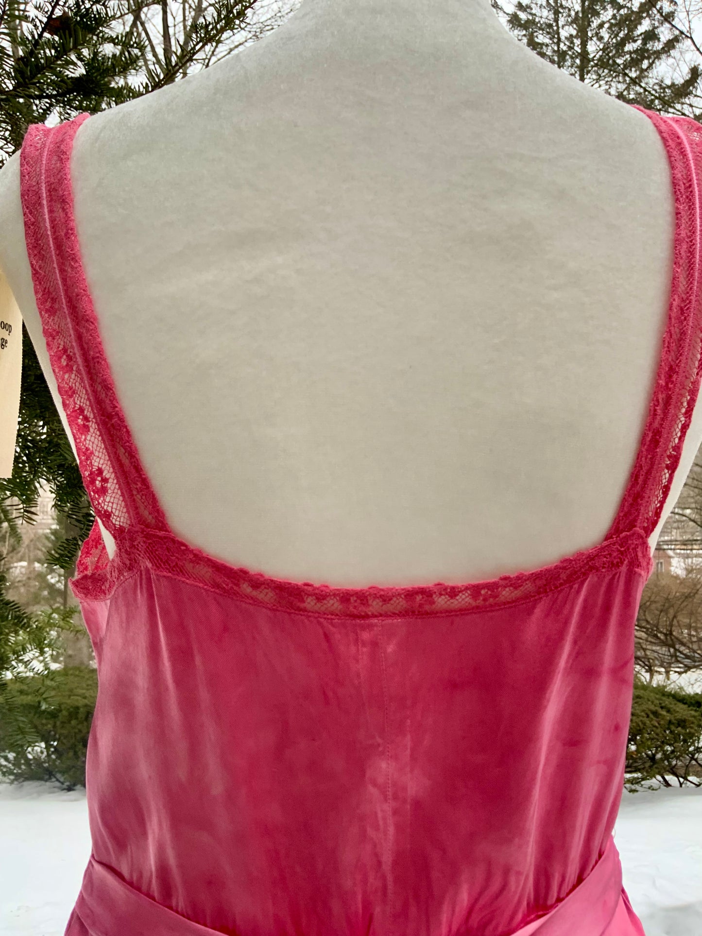Authentic 1930s 1940s Bias Cut Satin Nightgown | Hand Dyed Coral Pink | Original Belt | Vintage Dress - 40AB