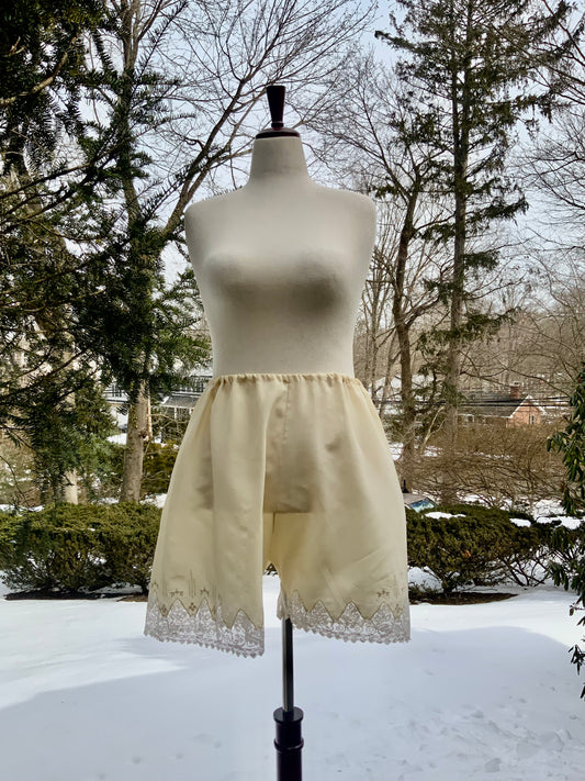 Edwardian Pure Silk Lingerie Drawers with Filet Lace | Antique Tap Pants |ED58