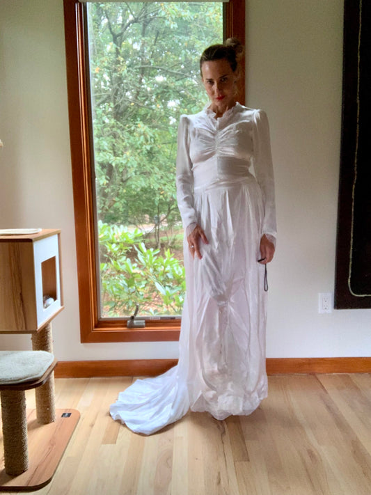 Satin Wedding Dress - 40s -40AI
