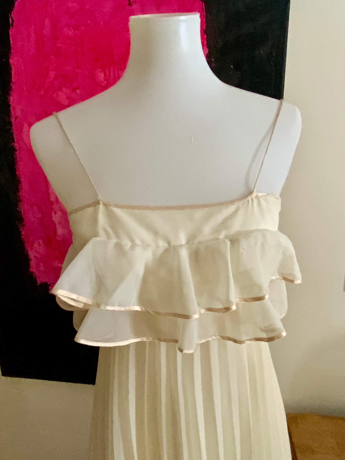 Pleated Wedding Dress - 70s