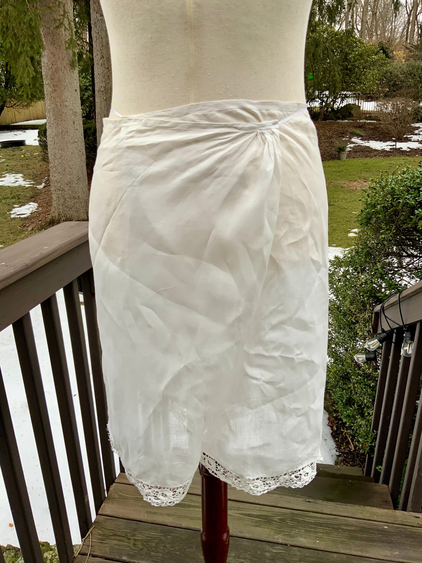 Antique Edwardian Split Bloomers with Hand Embroidered Birds & Monogram – Lace Trim Cotton Batiste Drawers c.1905–1915