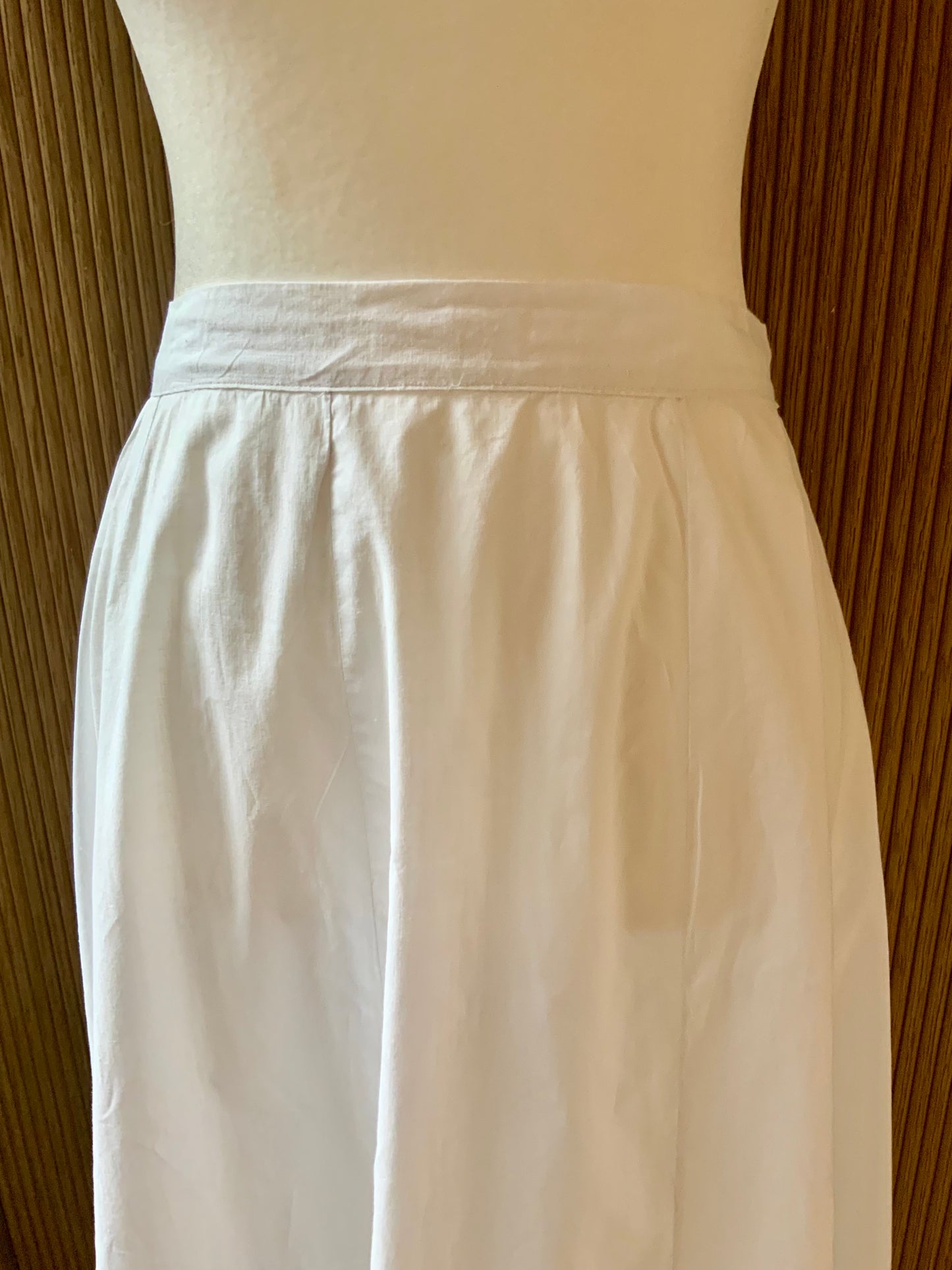 Edwardian White Cotton Petticoat Skirt | Antique Lace Hem | Hand-Repaired with Vintage Appliqués | High Waist-ED74